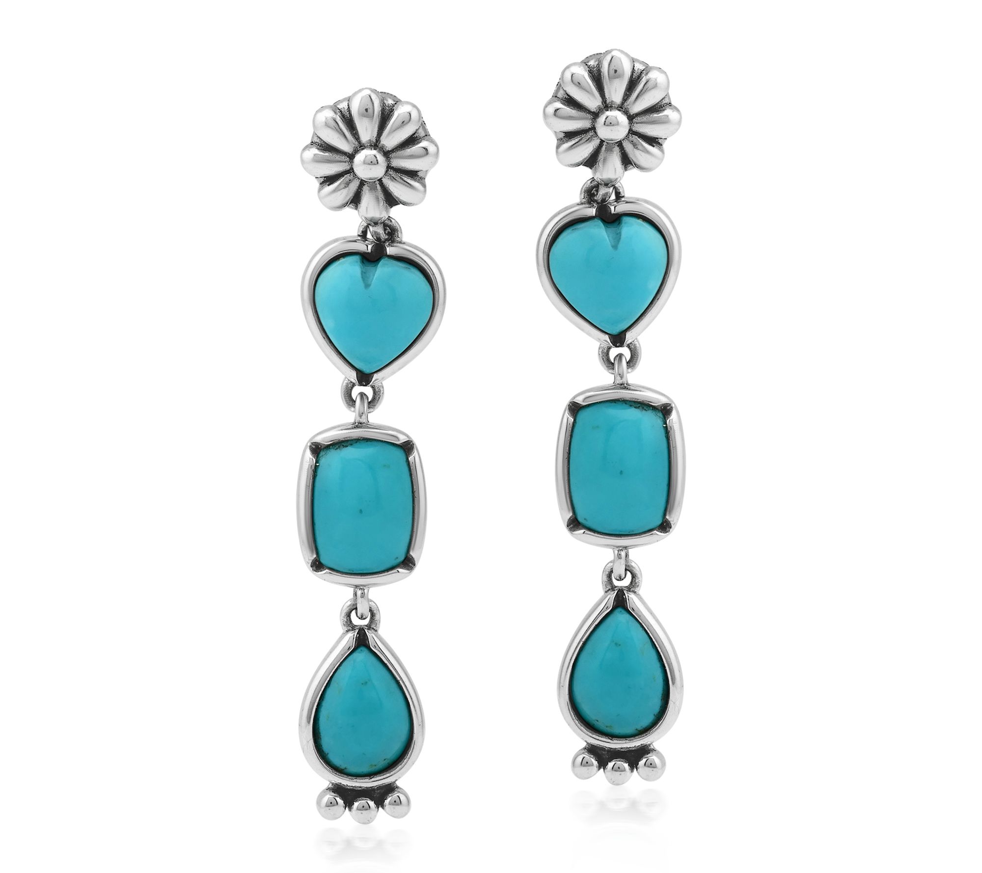 American West Sterling Gemstone Heart & Pear Co ncha Earrings