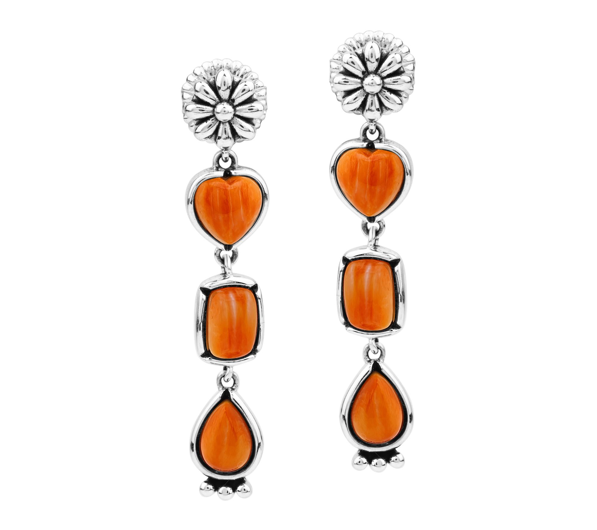 American West Sterling Gemstone Heart & Pear Concha Earrings