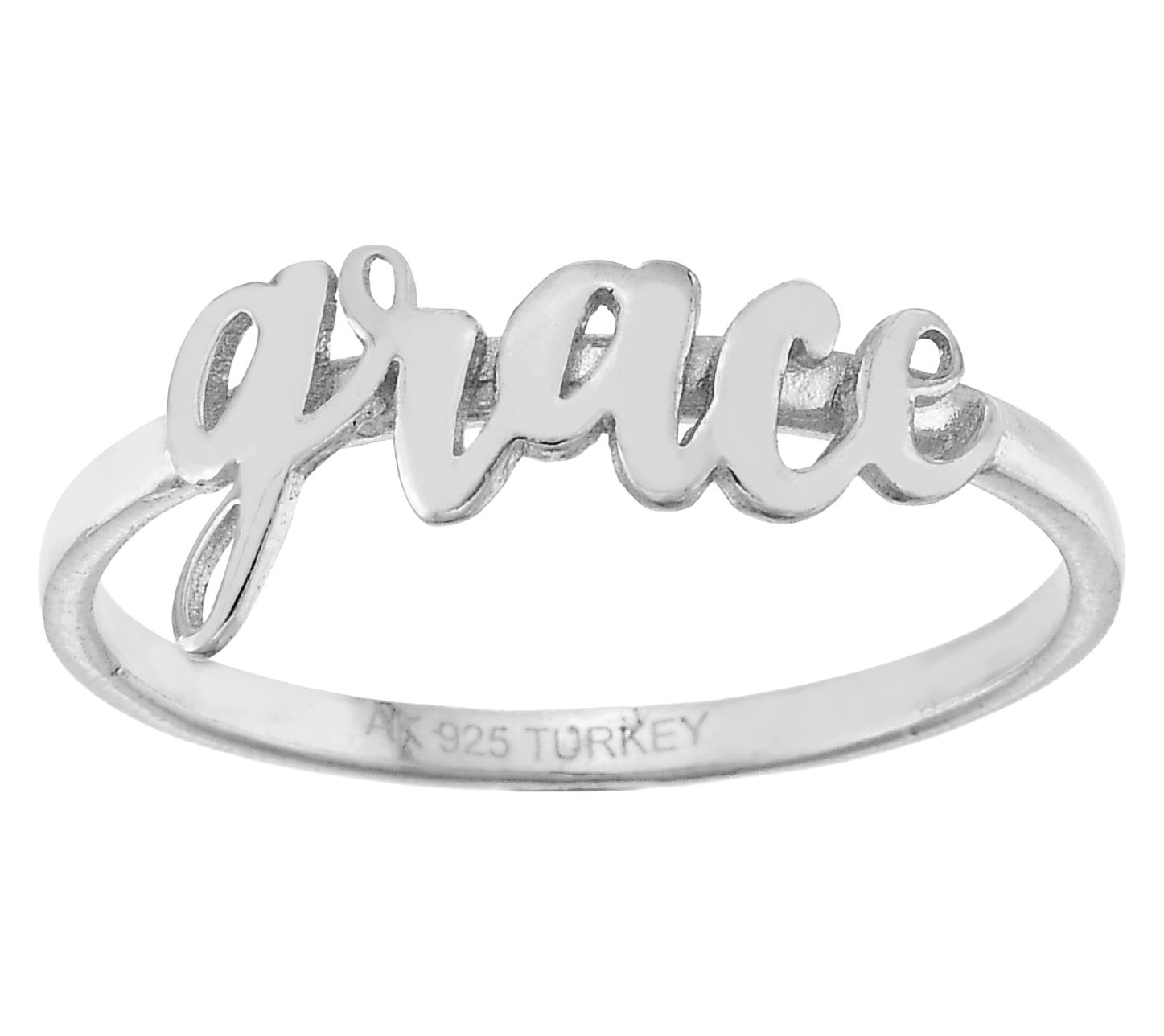 Silver Style Grace Script Ring, Sterling Silver