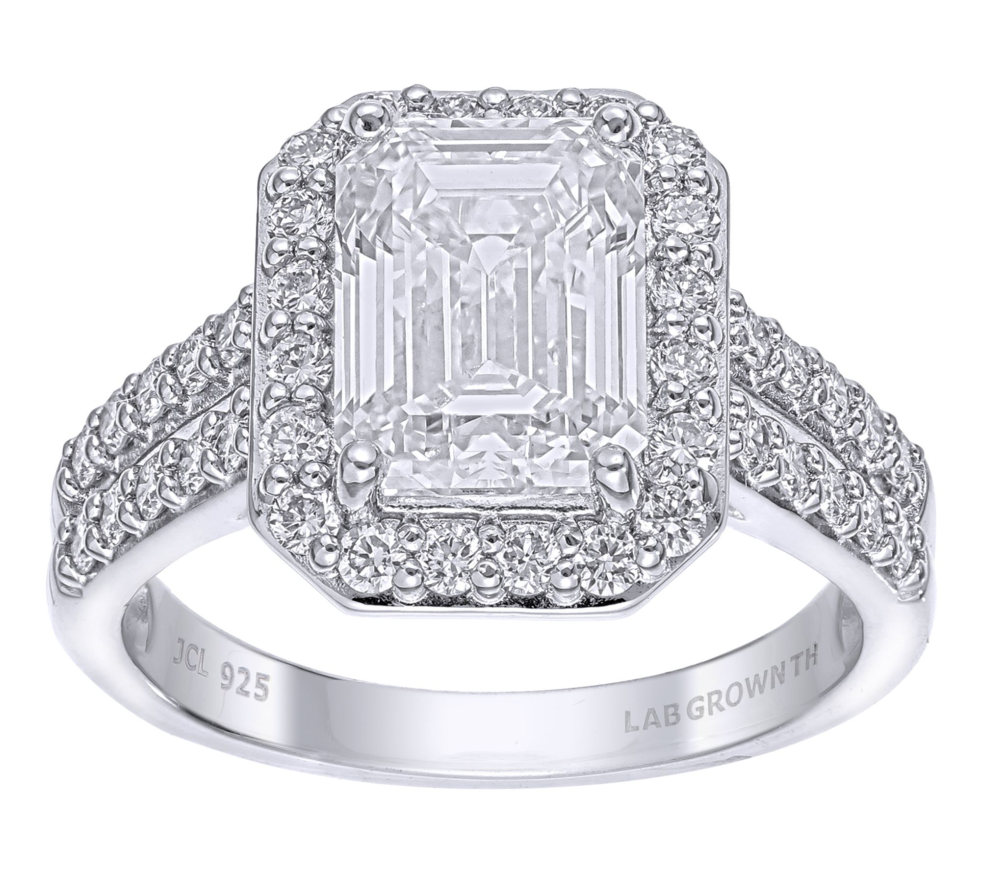 Fire Light 3.30 cttw Lab Grown Diamond Halo Ring, Sterling