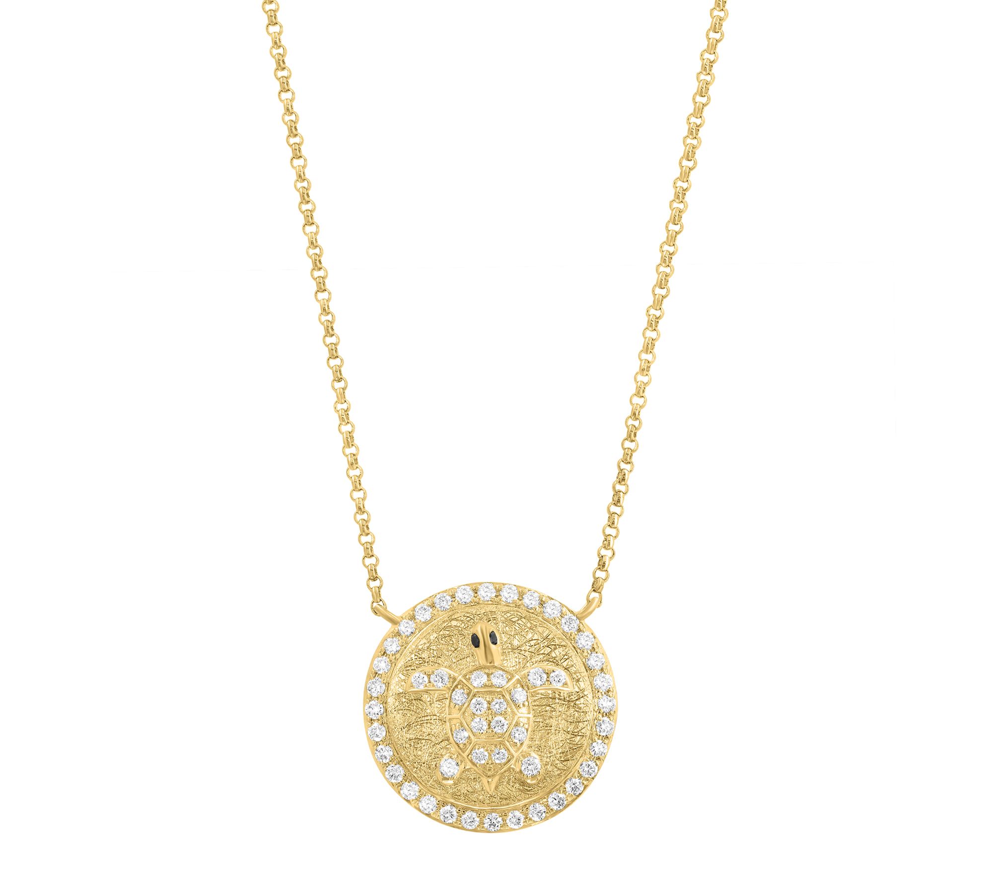 Effy Diamond Turtle Necklace, 14K Gold