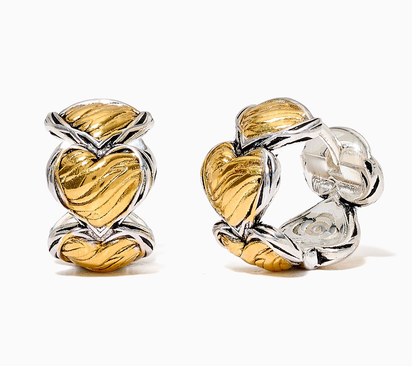 Christian James by Scott Grimes Two-tone Heart Huggie Hoop Earrings