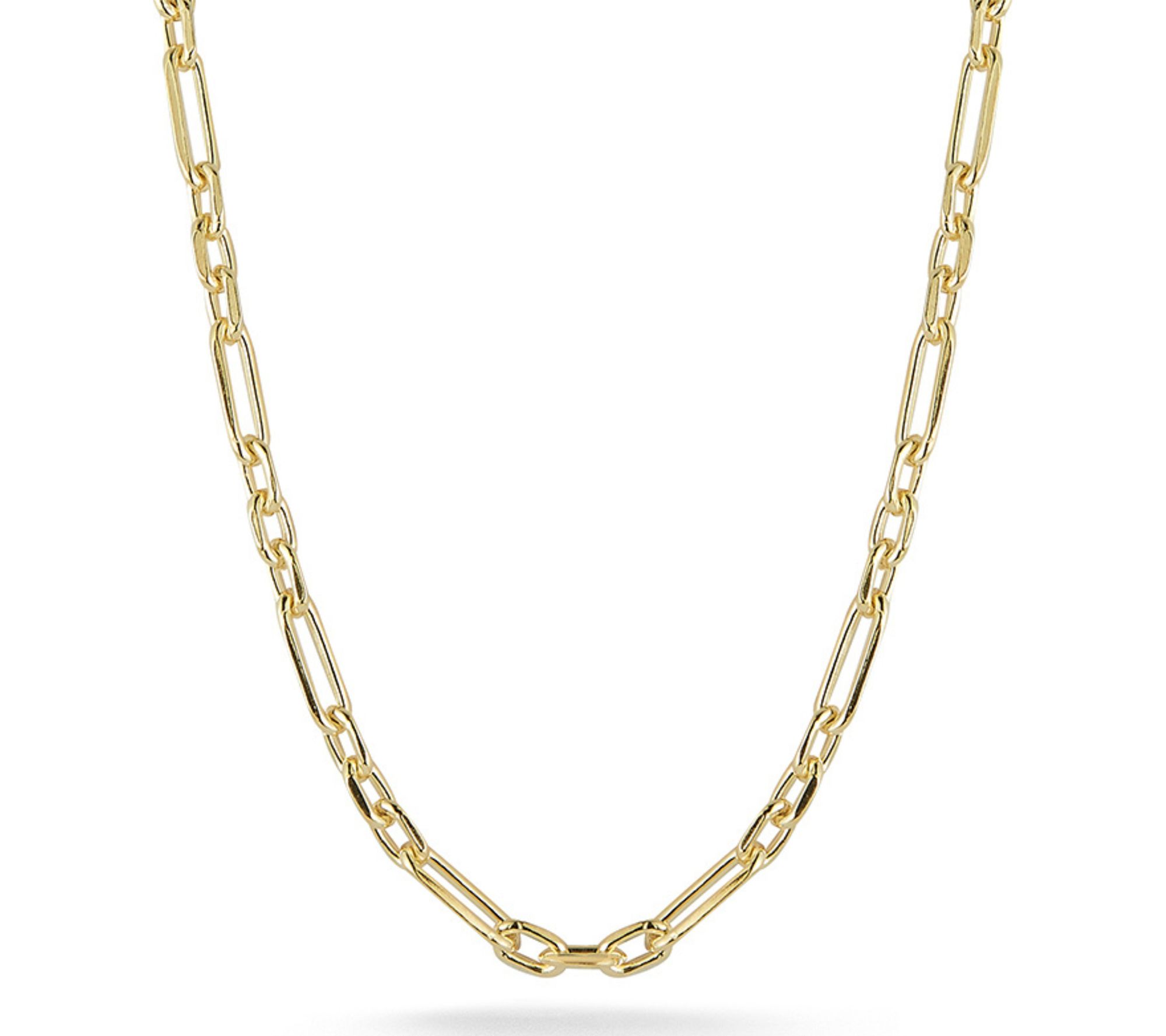 Italian Silver Rounded Paperclip Chain Necklace, Sterling