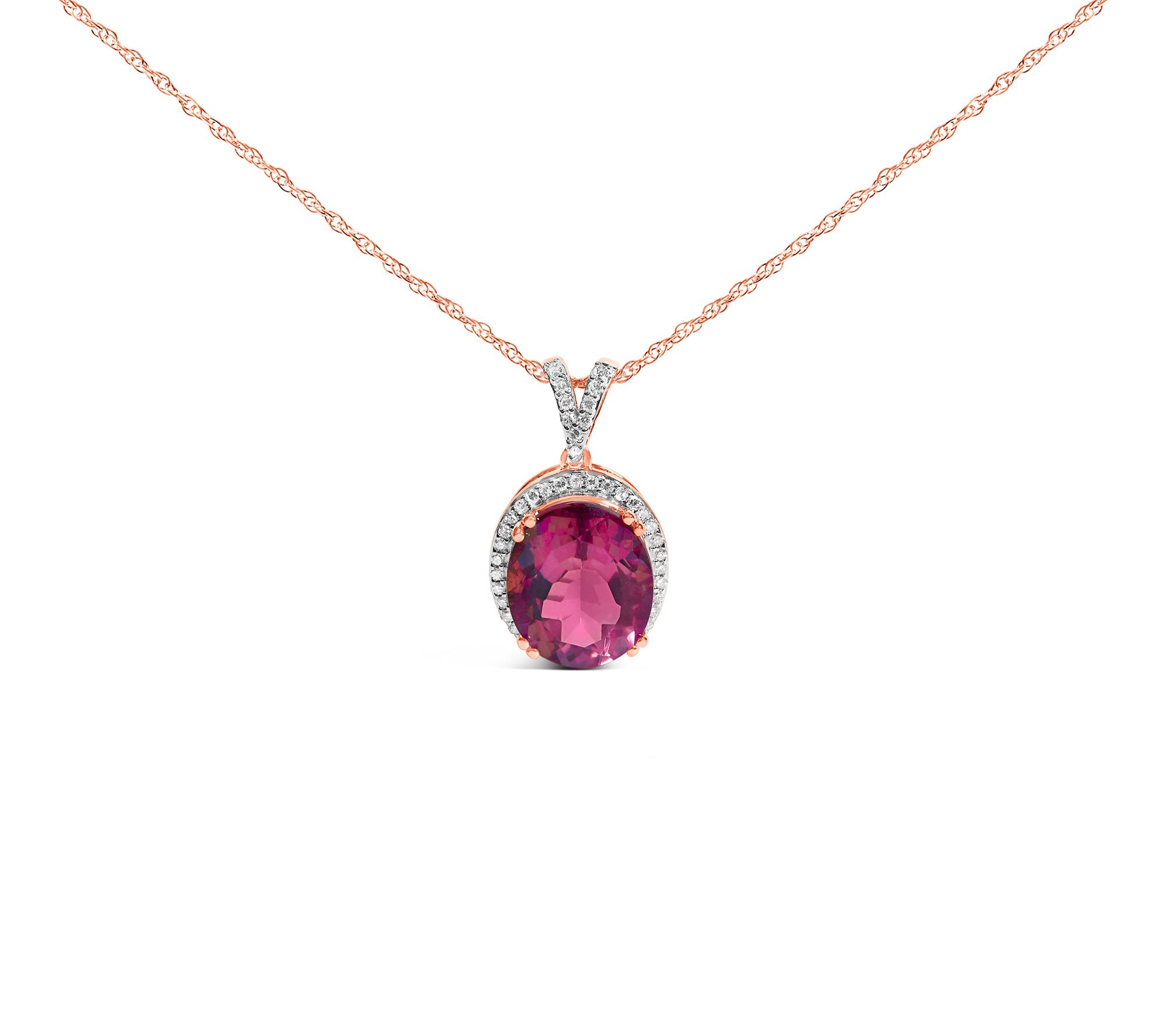 Haus of Brilliance Quartz & Diamond Necklace, 1 4K Rose Plated
