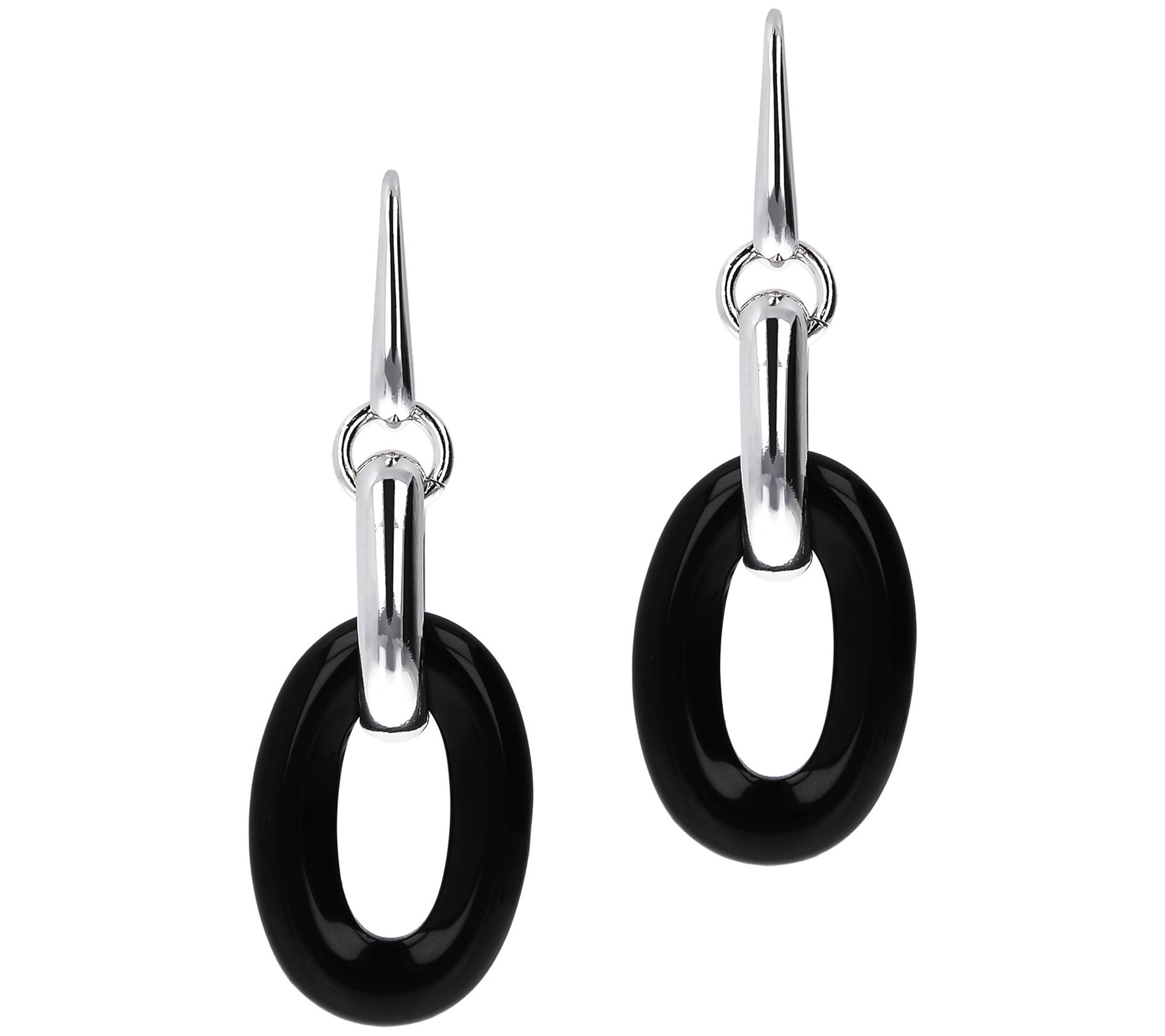 Italian Silver Oval Gemstone Dangle Earrings - QVC.com