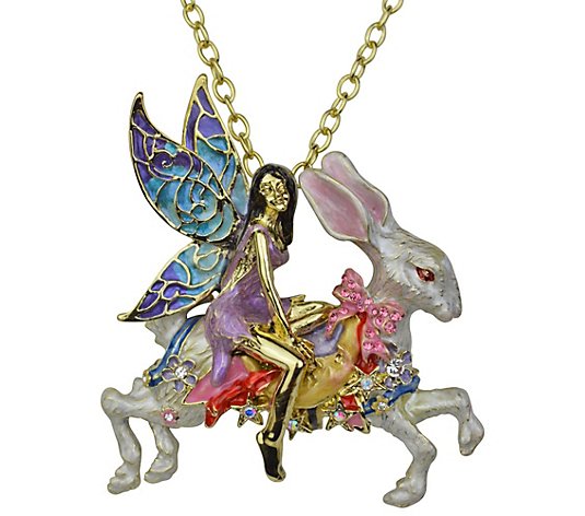 Kirks Folly Fairy Rabbit Rider Pin Pendant w/ Chain