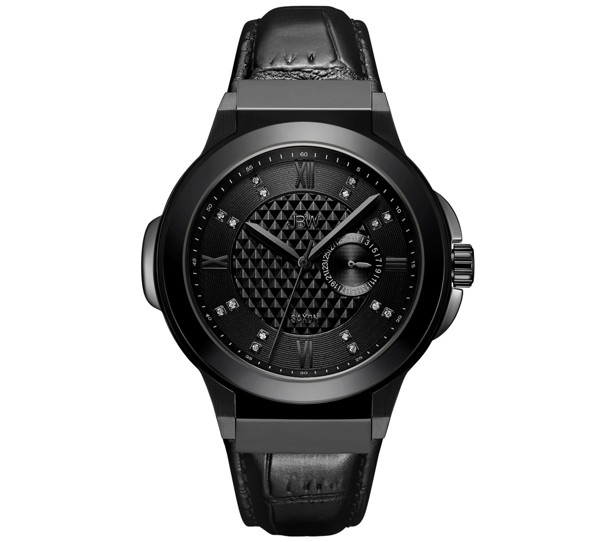 JBW Men s Saxon 1 10 cttw Diamond Black Ion Plated Watch QVC