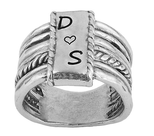 Or Paz Sterling Two Letter Personalized Band Ring