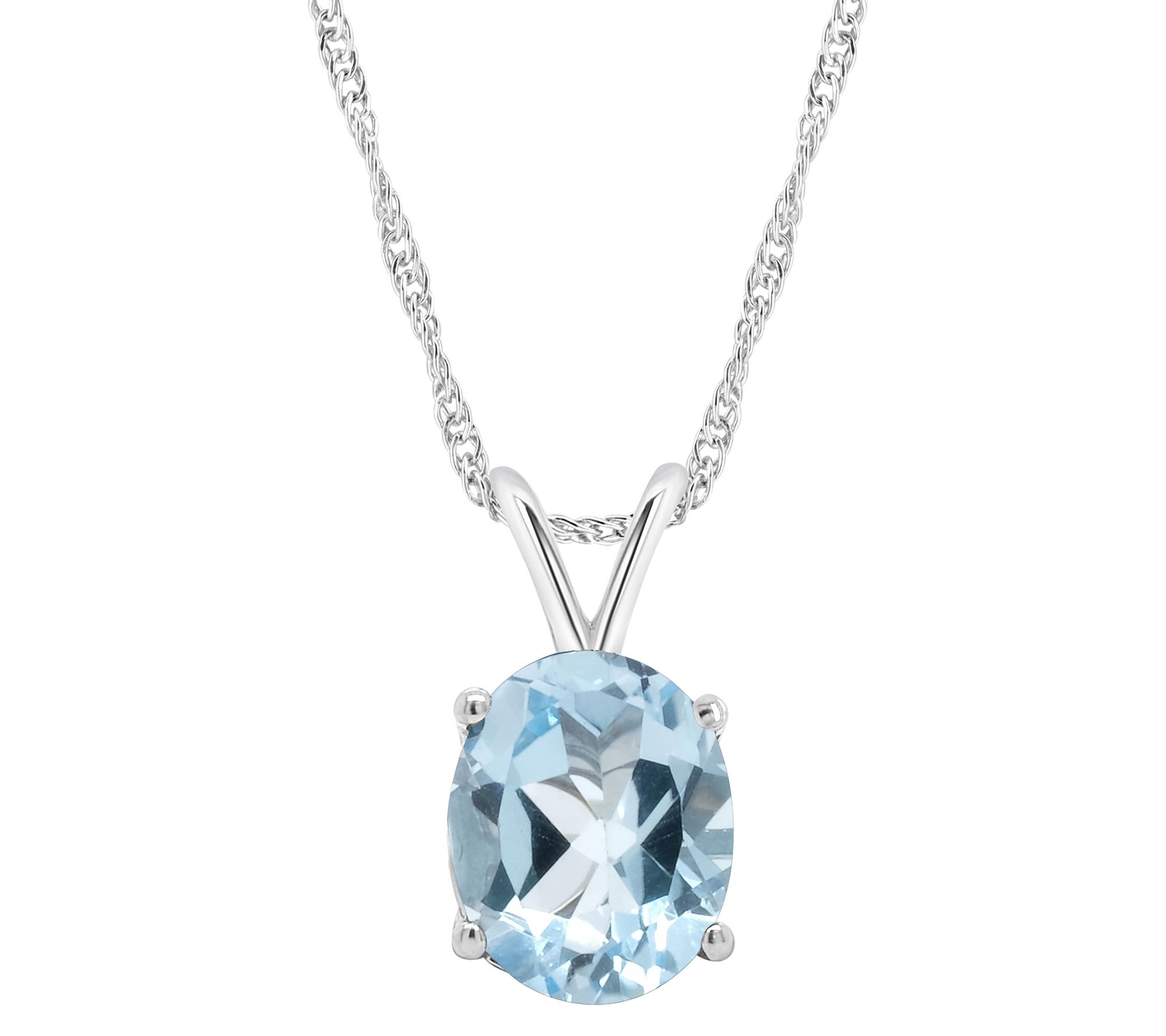 14K Gold Oval 3.20 cttw Sky Blue Topaz Pendantwith Chain