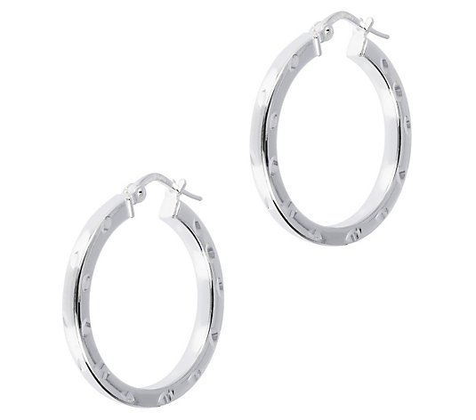 UltraFine Silver 1" Diamond-Cut Round Hoop Earrings