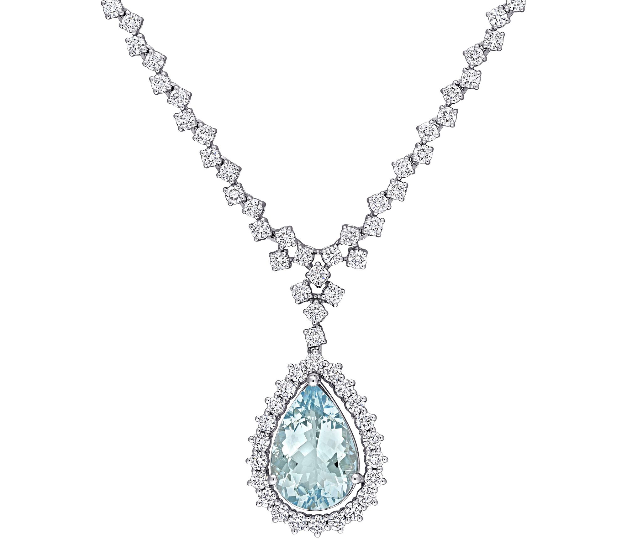 Bellini 14K 2.65 cttw Aquamarine & 1.45 cttw Diamond Necklace - QVC.com