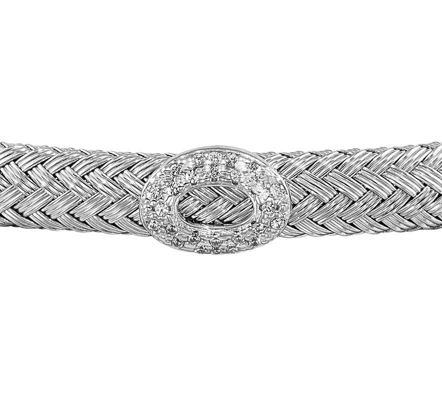 Sterling Silver Crystal Woven Cuff - QVC.com