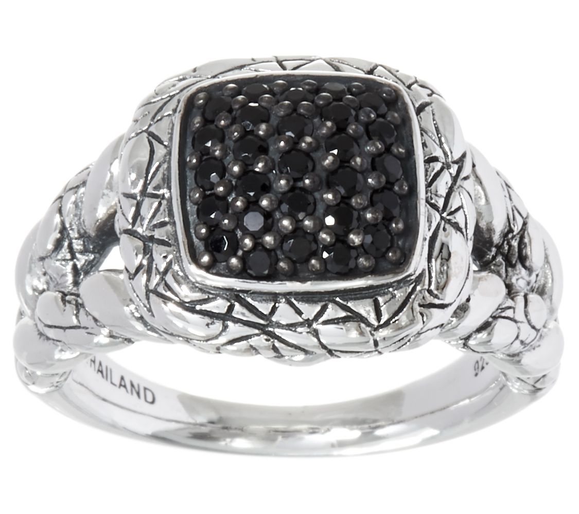 JAI Sterling Silver Pave Gemstone Croco Texture Ring - QVC.com