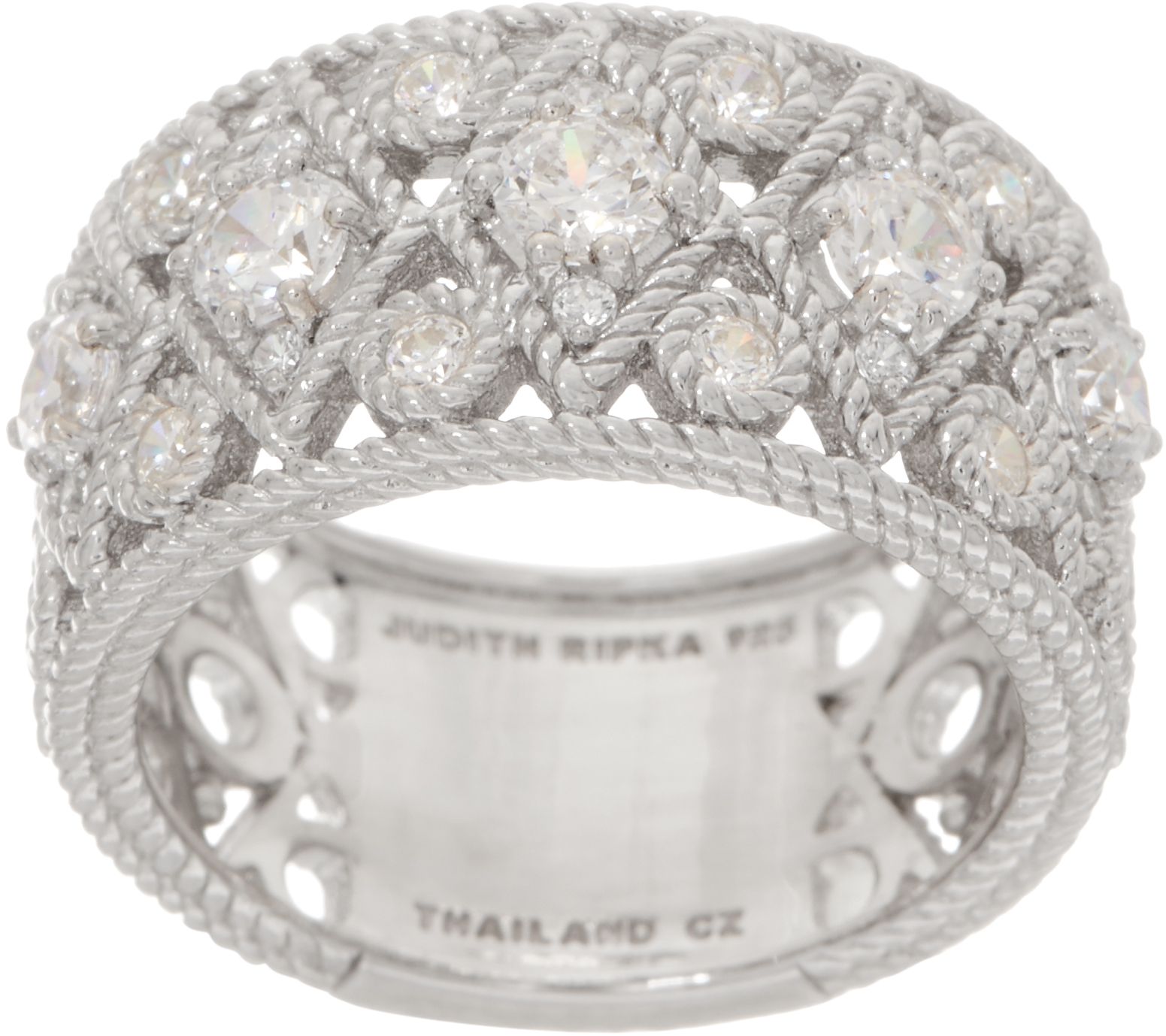 Judith Ripka Sterling 1.35 cttw Diamonique Wide Band Ring - QVC.com