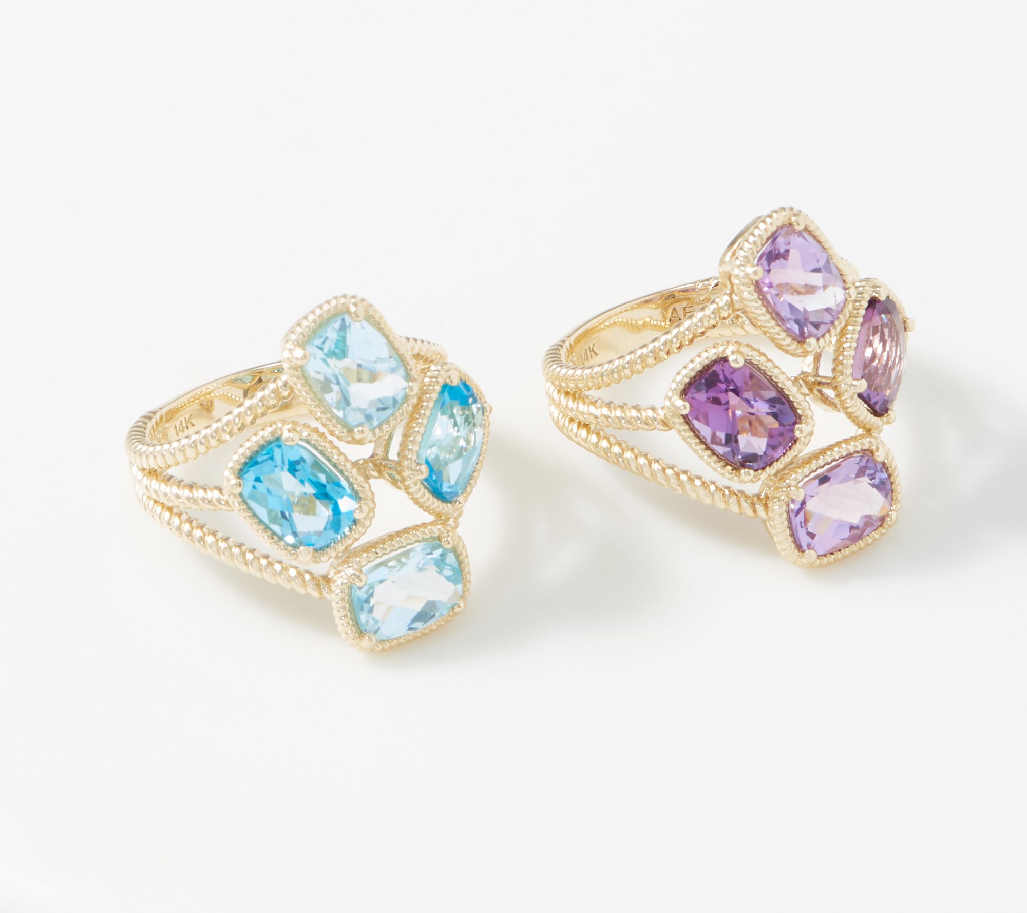 Adorna 14K Gold Cluster Design Elongated Cushion Gemstone Ring - QVC.com
