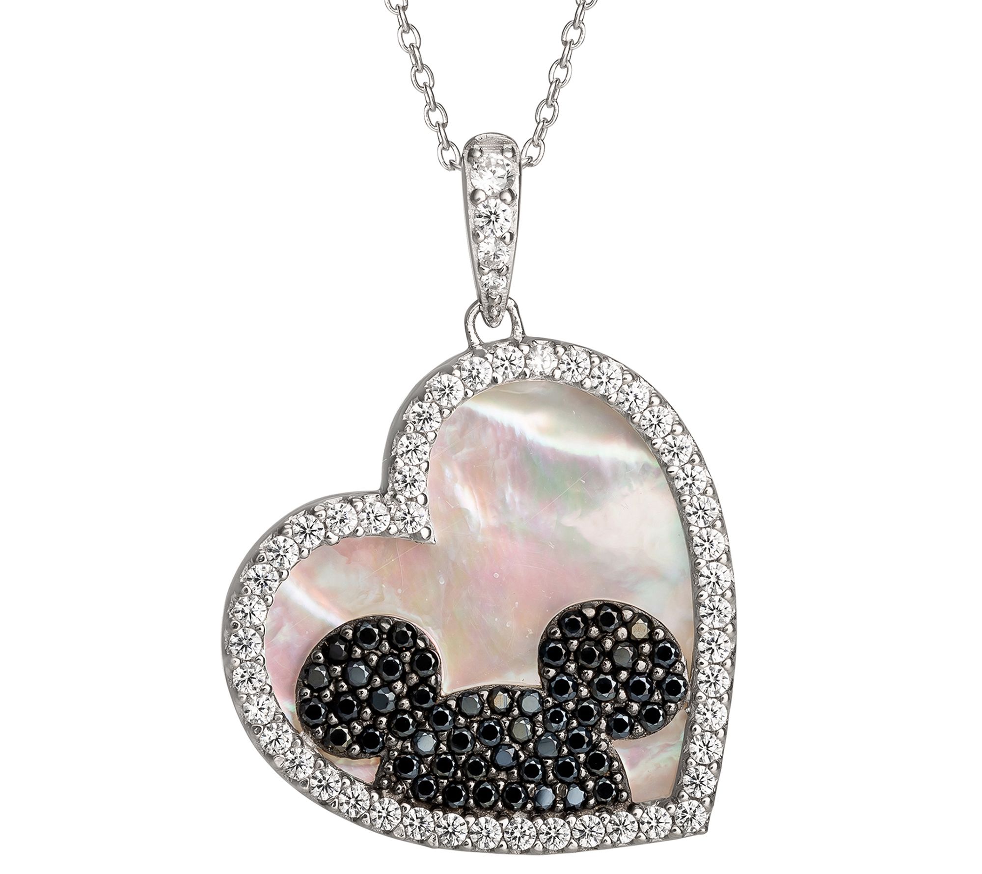Diamonique Disney Mickey Pendant w/ Ch ain, Sterling