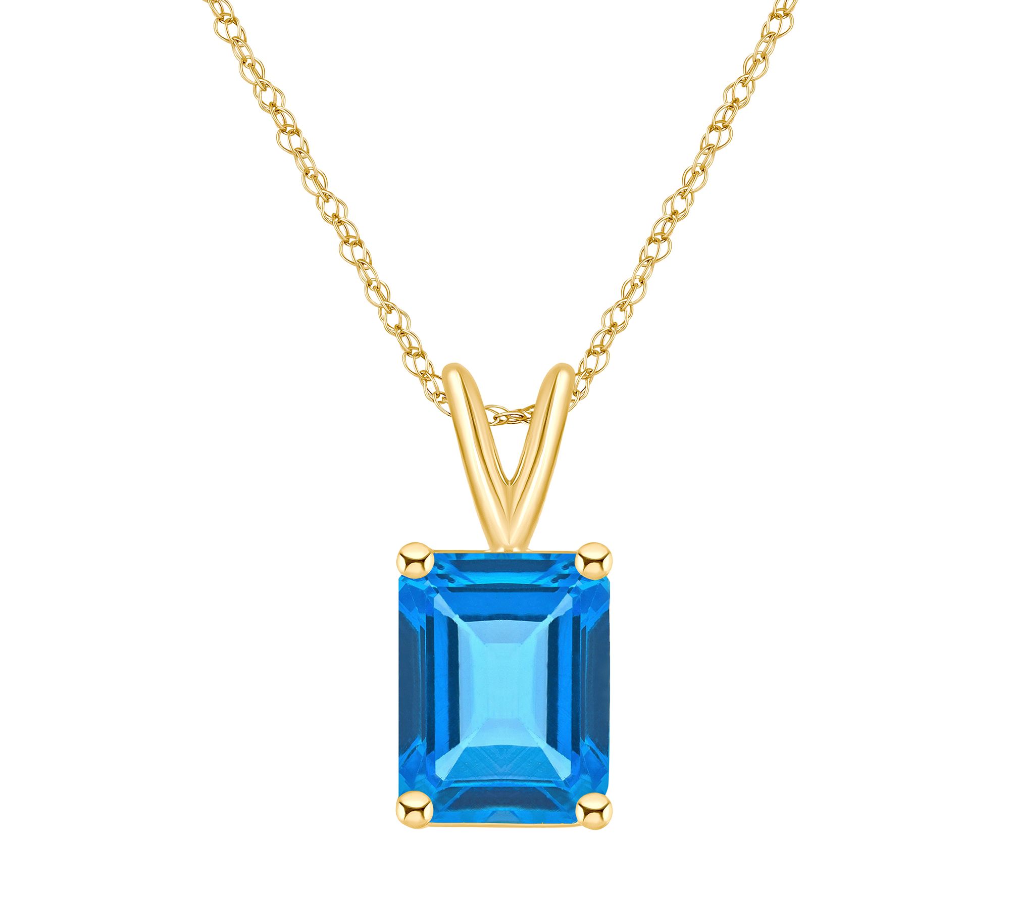 14K Gold 4.25 cttw Blue Topaz Pendant w/ Chain