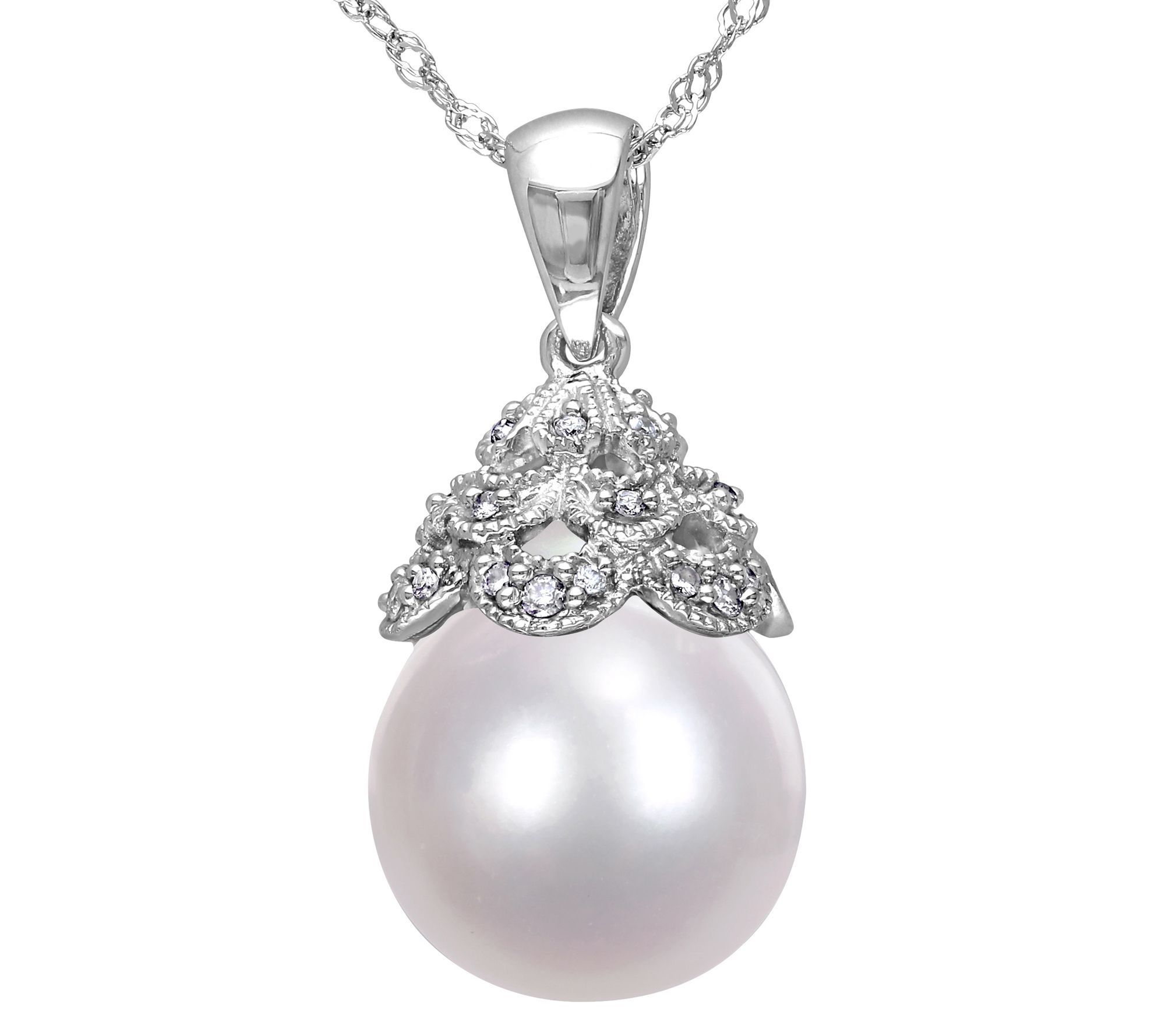 14K Gold Cultured South Sea Pearl & Diamond Accent Pendant