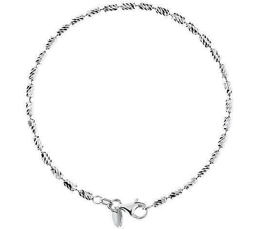 UltraFine Silver 7-1/4" Diamond-Cut Bead Bracelet 4.6g