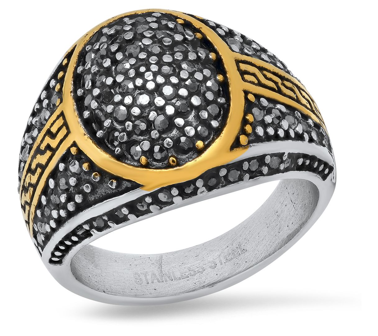 Steel by Design Men's Two-Tone Cubic Zirconia Ring - QVC.com
