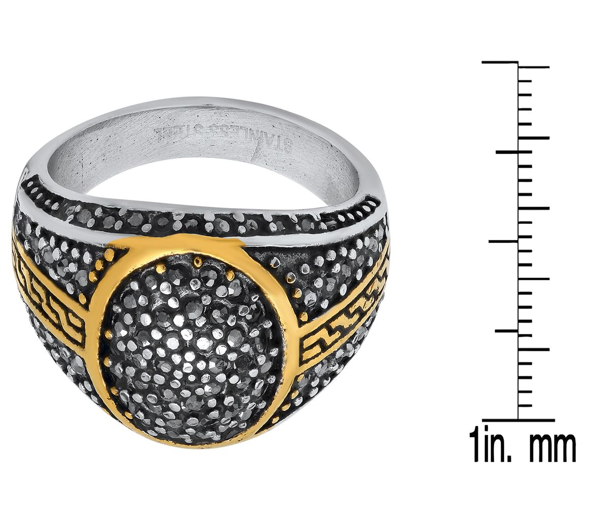 Steel by Design Men's Two-Tone Cubic Zirconia Ring - QVC.com