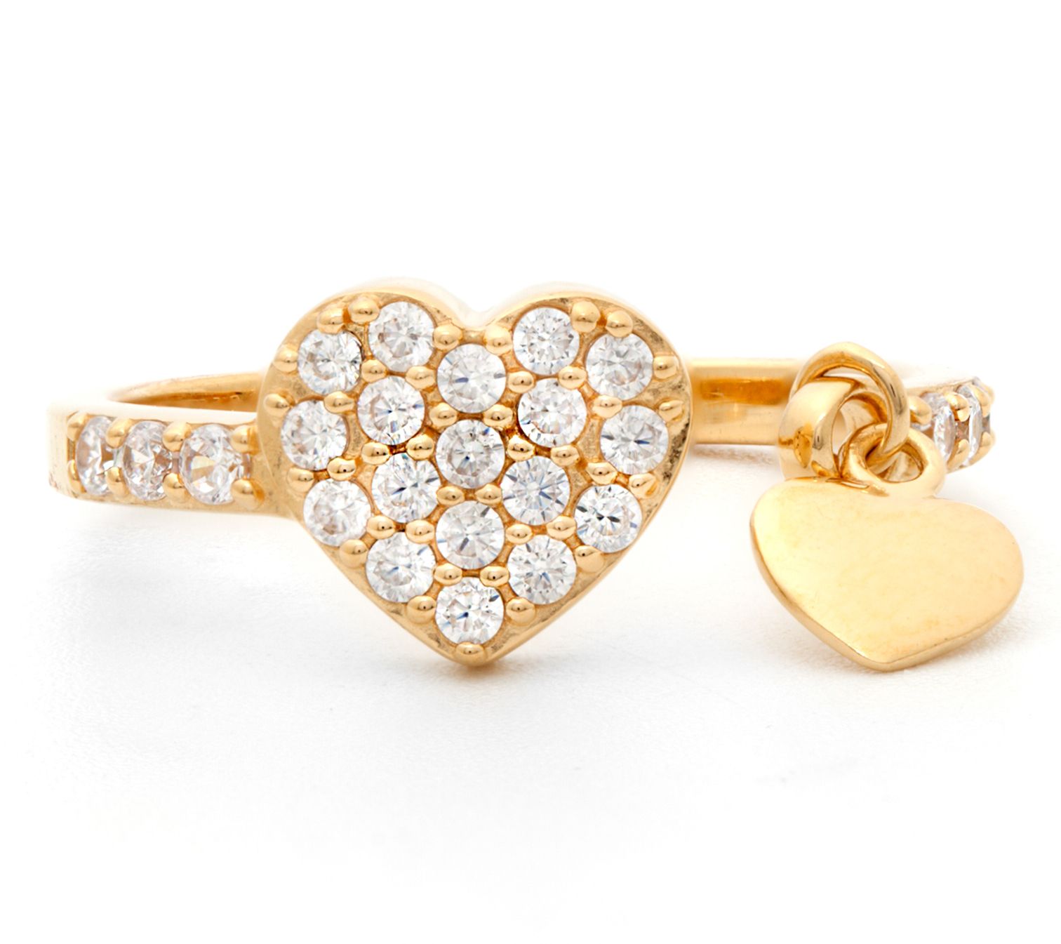 Diamonique 0.75 cttw Heart Pendant Ring, Sterling Silver