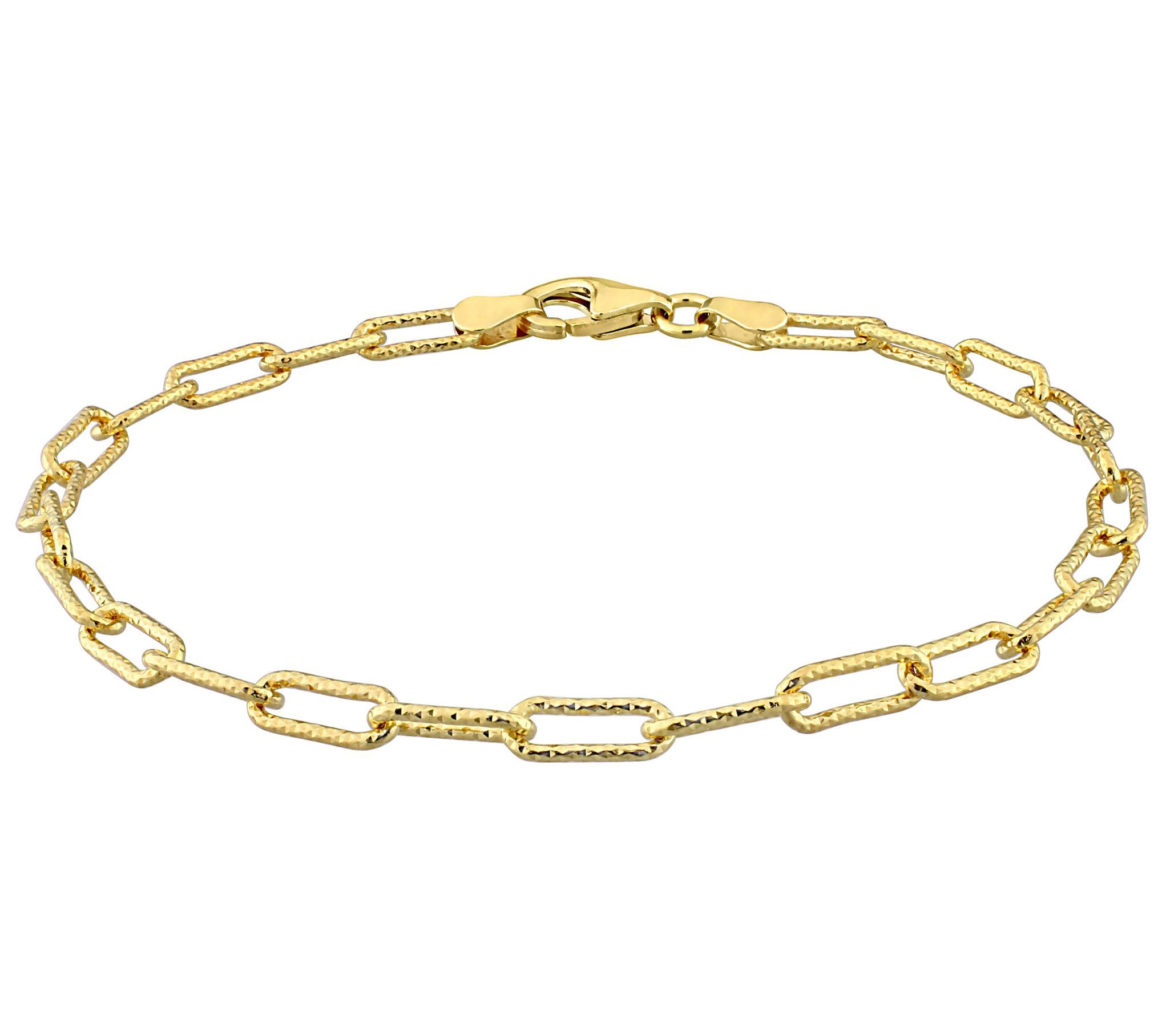 18K Gold Plated 3.5 mm Fancy Paperclip Chain Br acelet