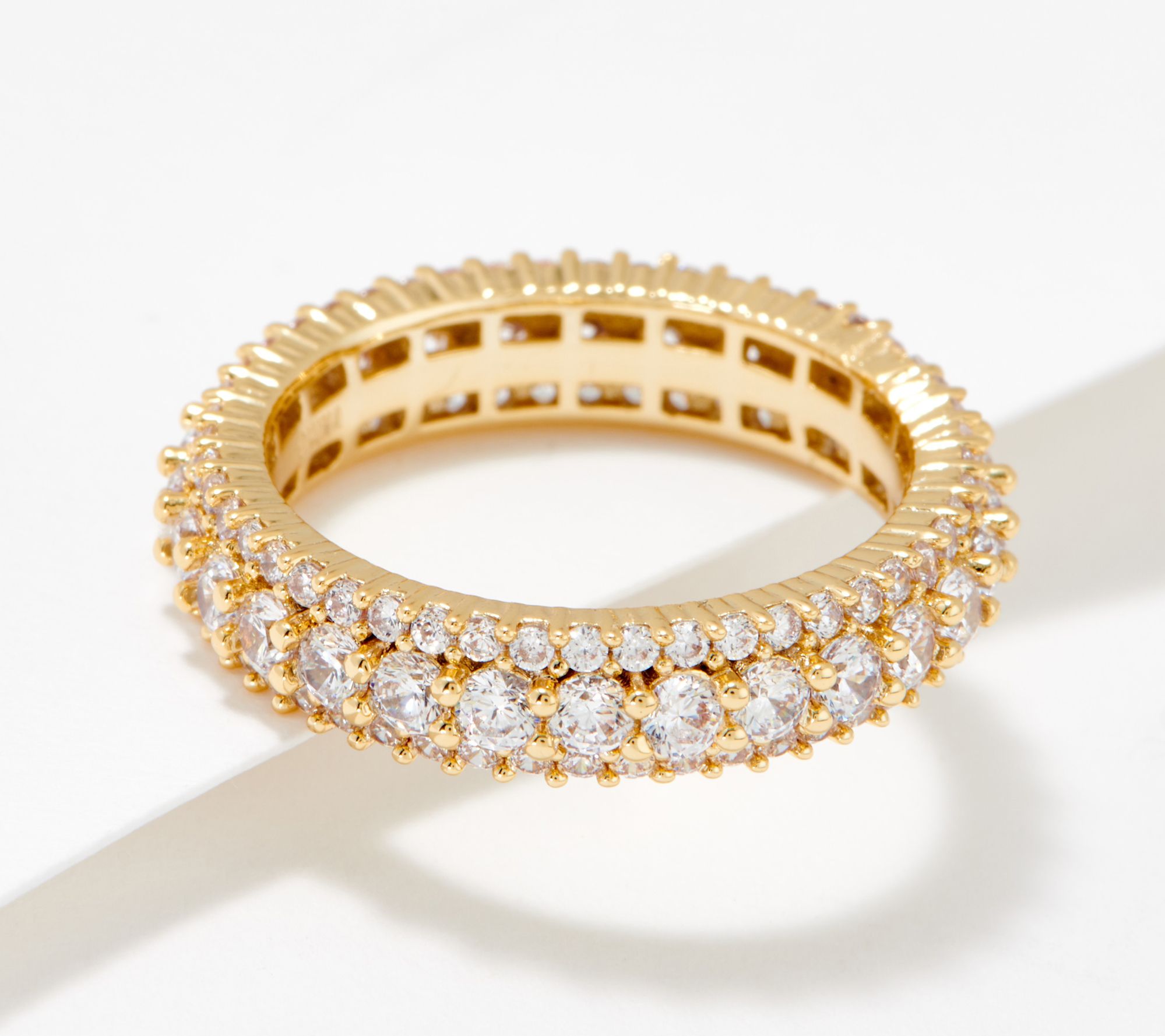 As Is Diamonique X Zaxie Pave Eternity Band Ring QVC Com   J410487.001