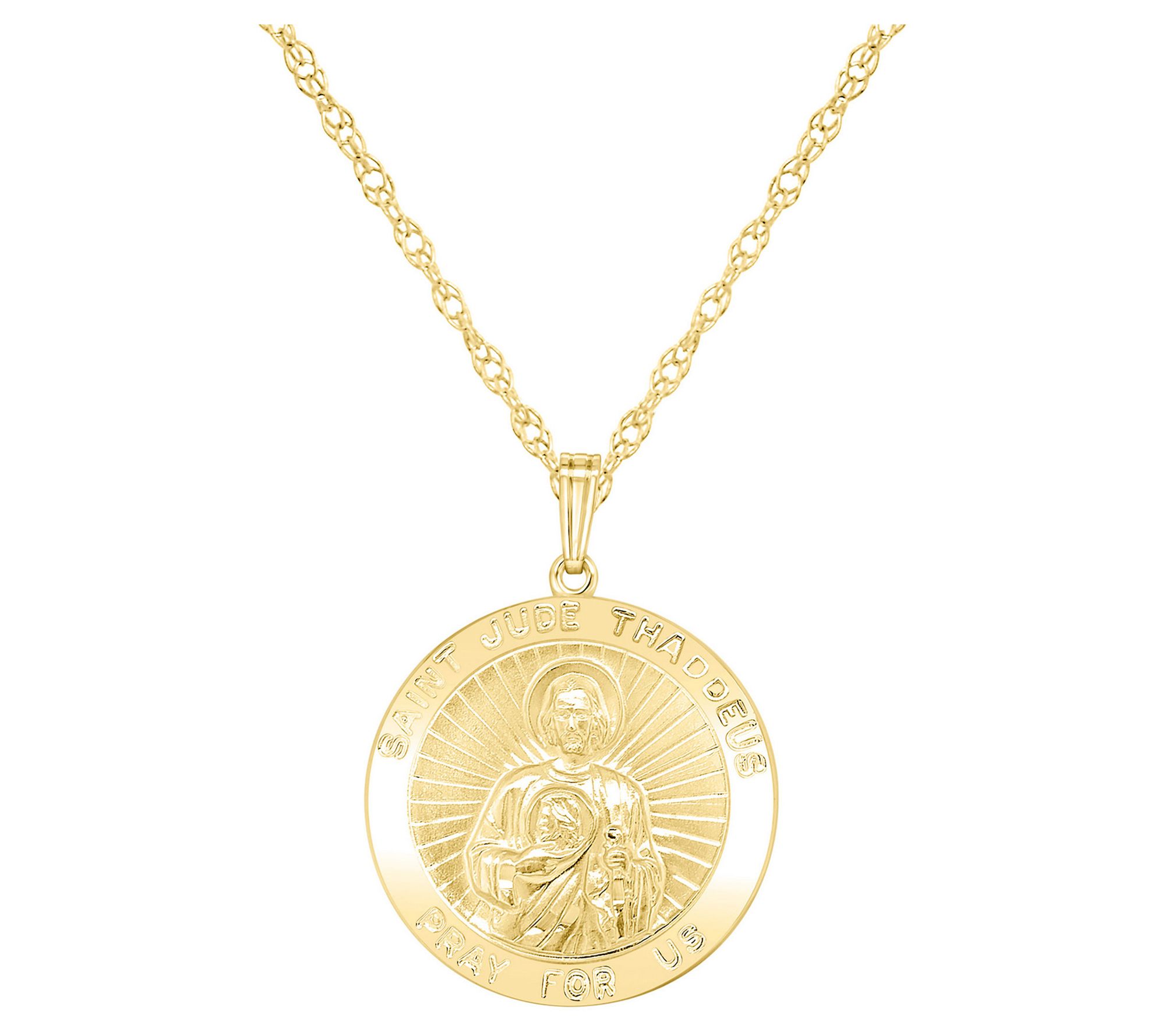 St. Jude Medallion Pendant w/ Chain, Sterling Silver