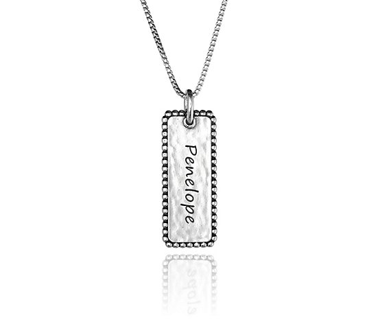 Or Paz Sterling Silver Personalized Bar Pendantw/ Chain