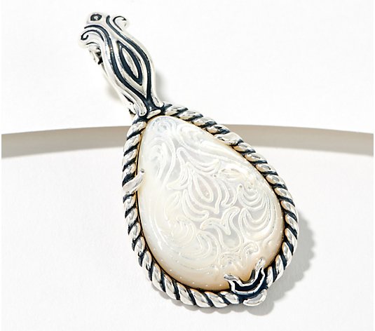 American West Sterling Silver Mother-of-Pearl Carved Pear Enhancer
