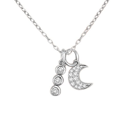 Accents by Affinity Diamond Moon & Charm w/ Chain, Sterling