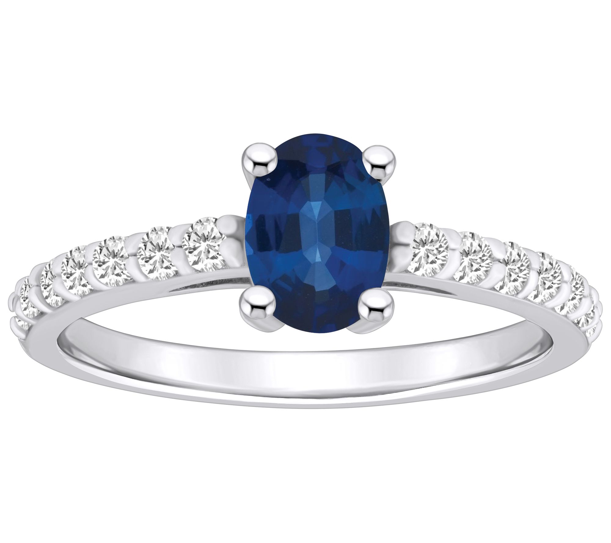 Affinity Gems Oval Gemstone & Diamond Ring, 14KWhite Gold