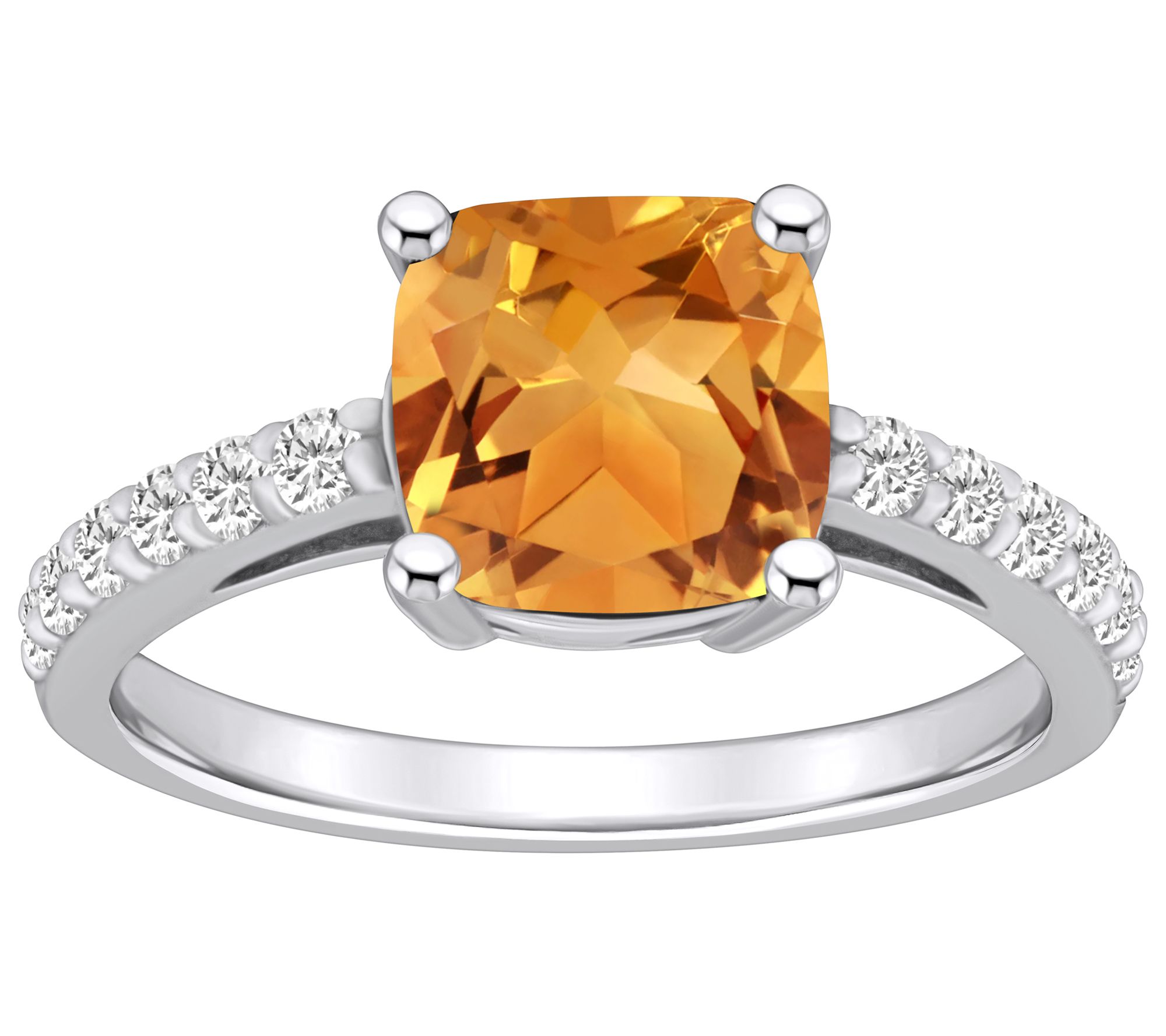 Affinity Gems Cushion Gemstone & Diamond Ring, 14K Gold