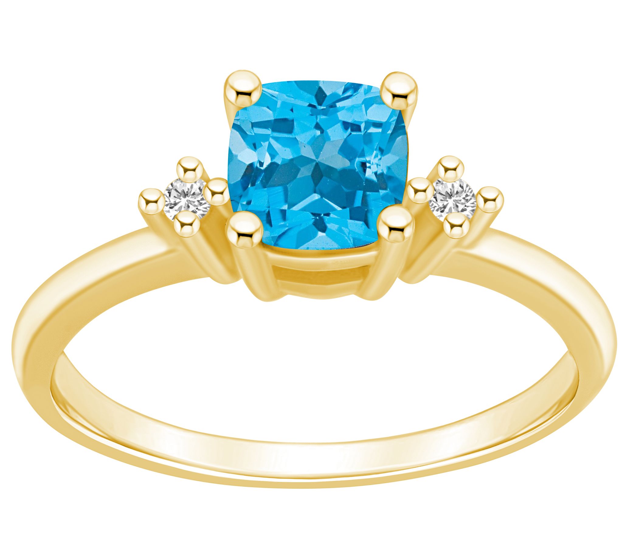 Affinity Gems Cushion Cut Gemstone & Diamond Ring, 14K Gold