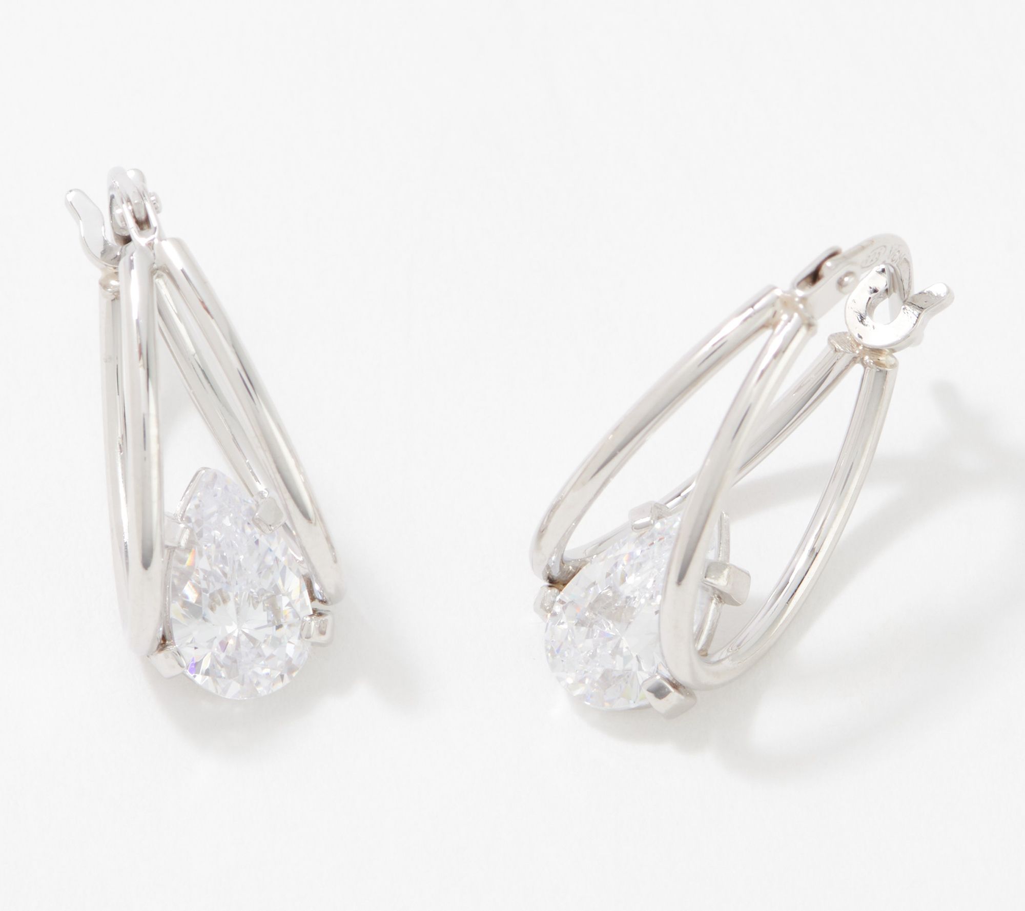 "As Is" Diamonique Choice of Cut Split Hoop Earrings, Sterl