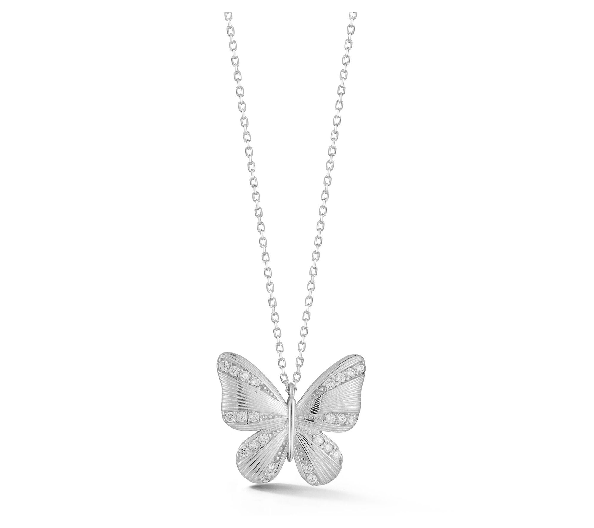 Sterlina Silver Pave Butterfly Pendant w/ Chain , Sterling