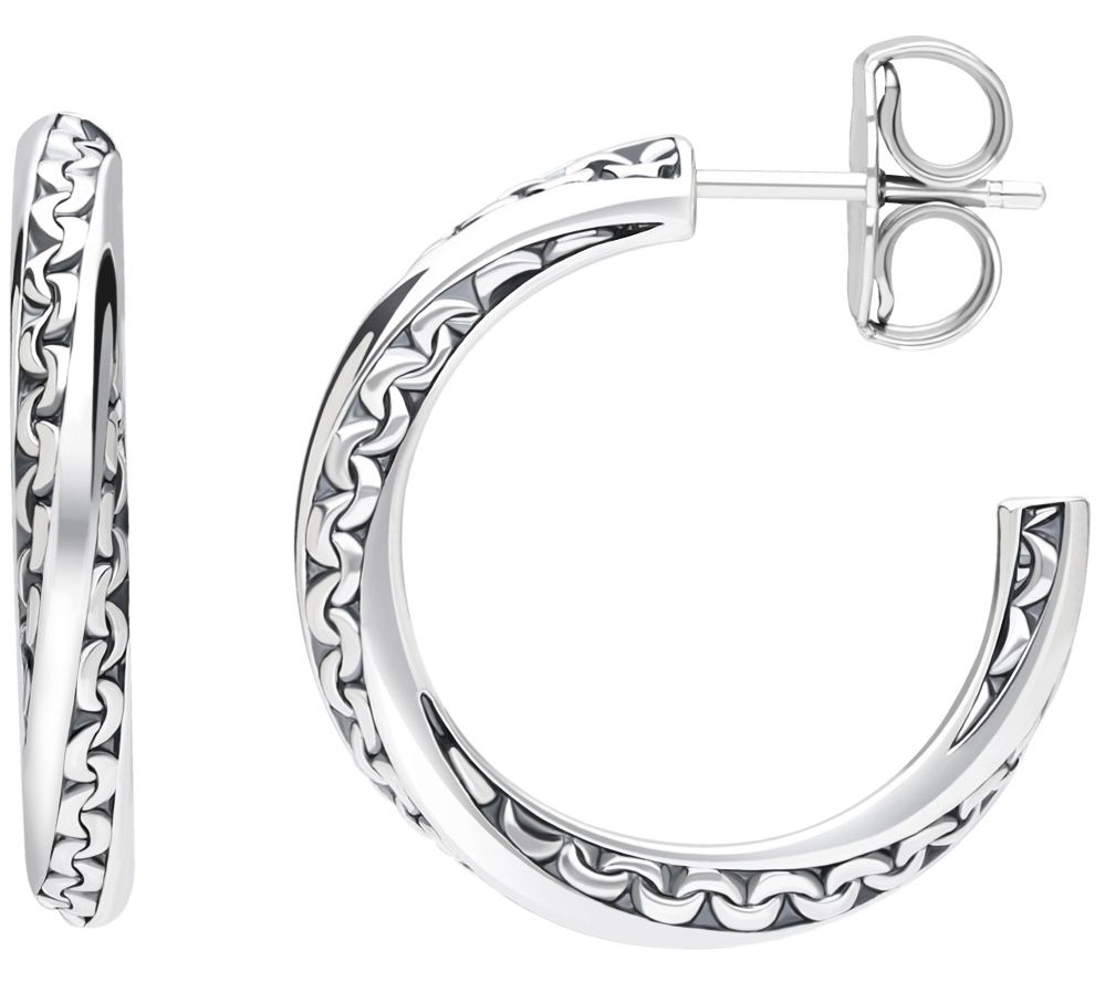 Tiffany Kay Sterling Silver Purl Knit Wrap HoopEarrings