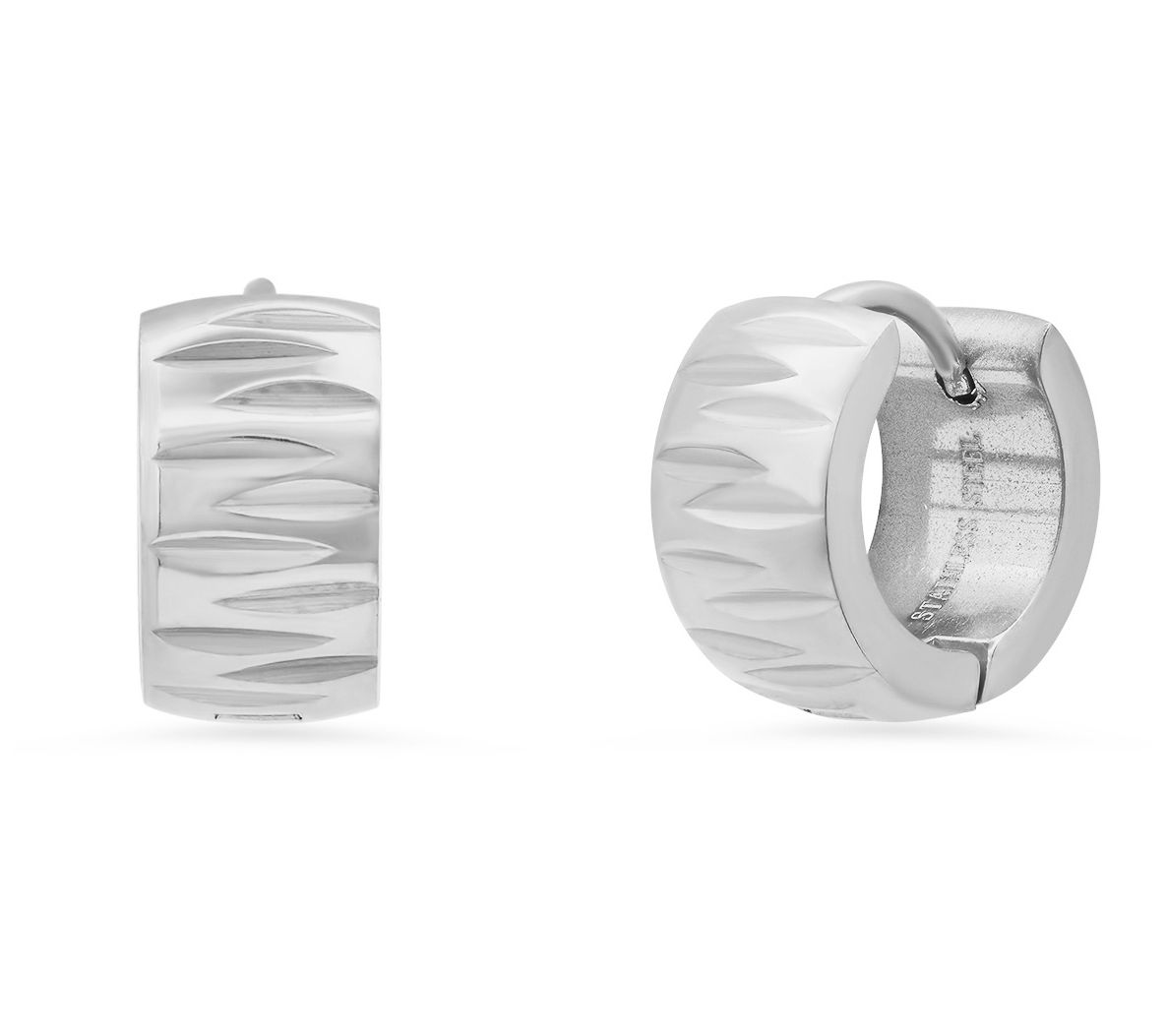 Steel by Design Diamond-Cut Huggie Hoop Earring s