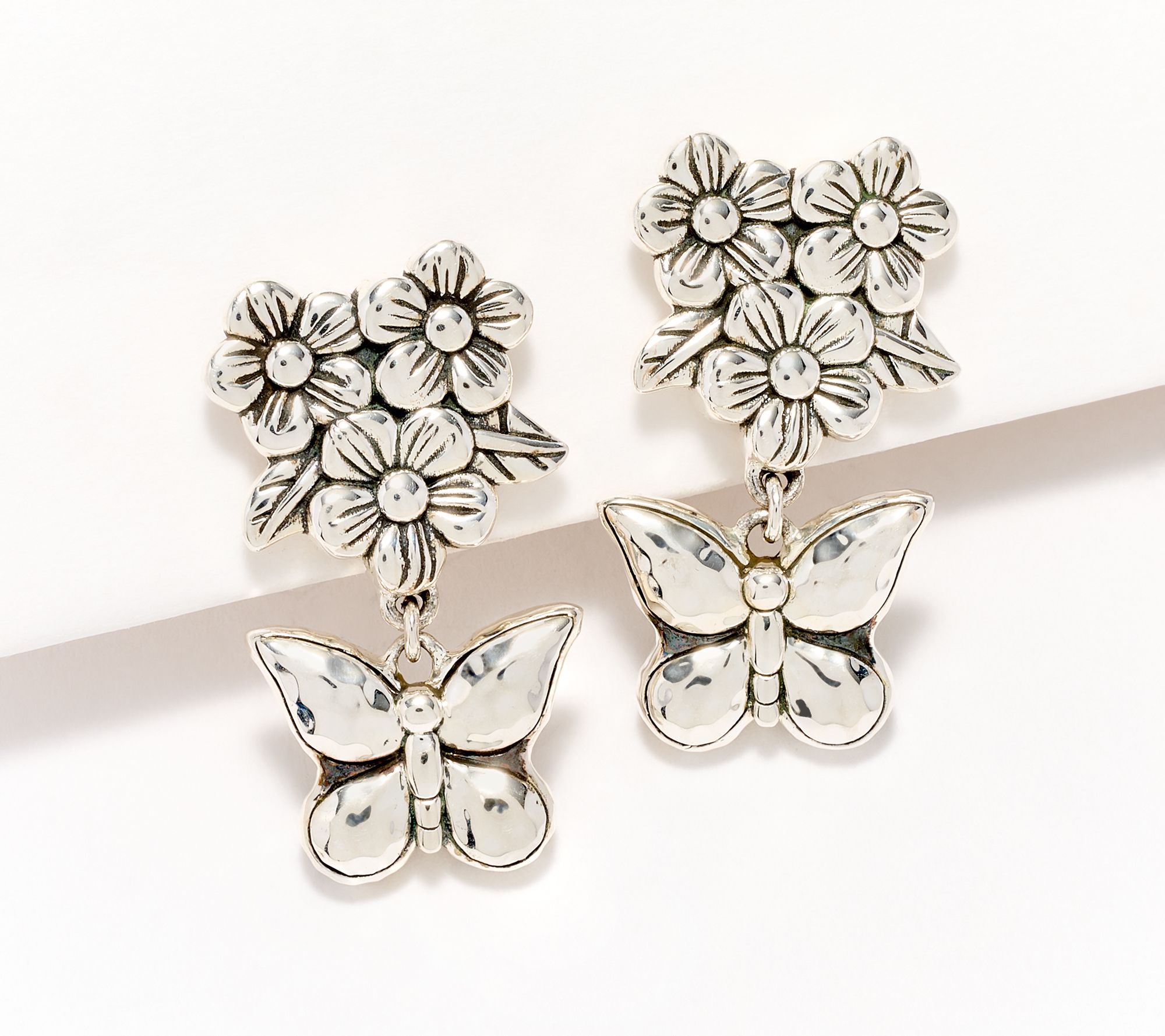 JAI Sterling Silver Butterfly Drop Earrings