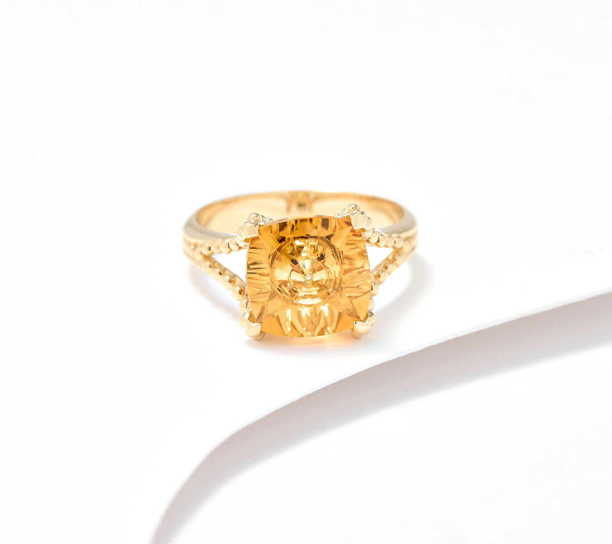 Glenn Lehrer Quasar Cut Cushion Bead TextureRing, 14K Gold