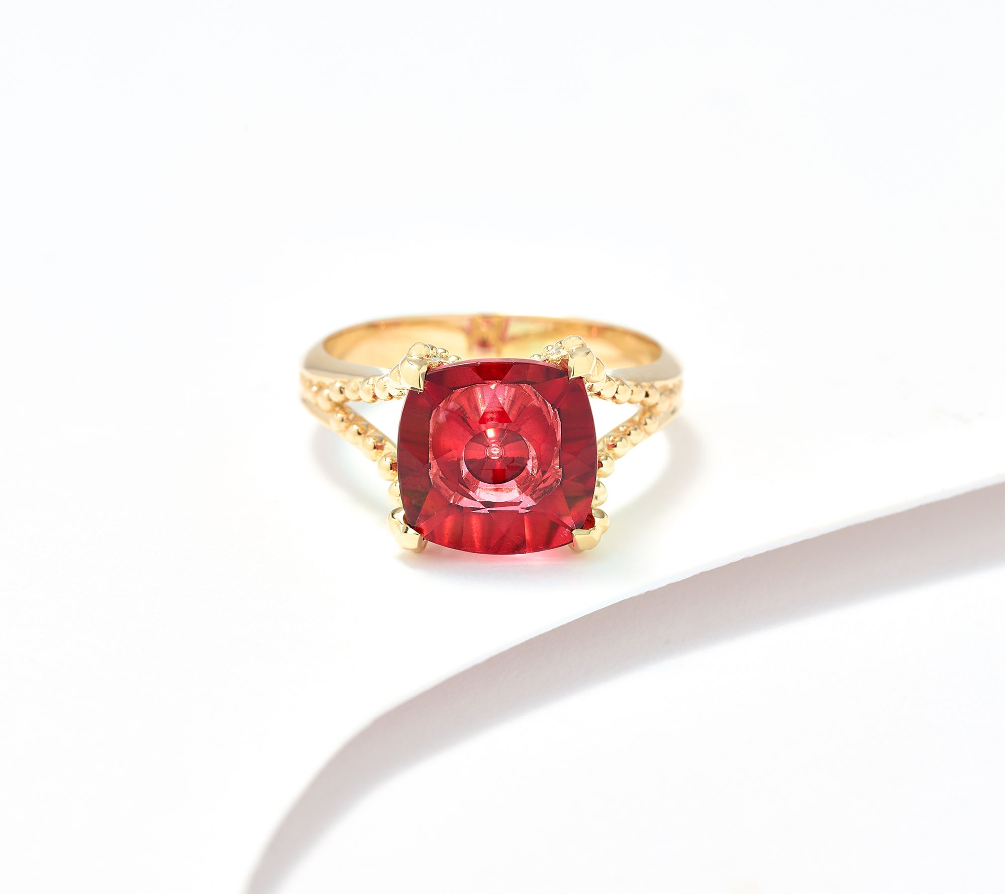Glenn Lehrer Quasar Cut Cushion Bead TextureRing, 14K Gold