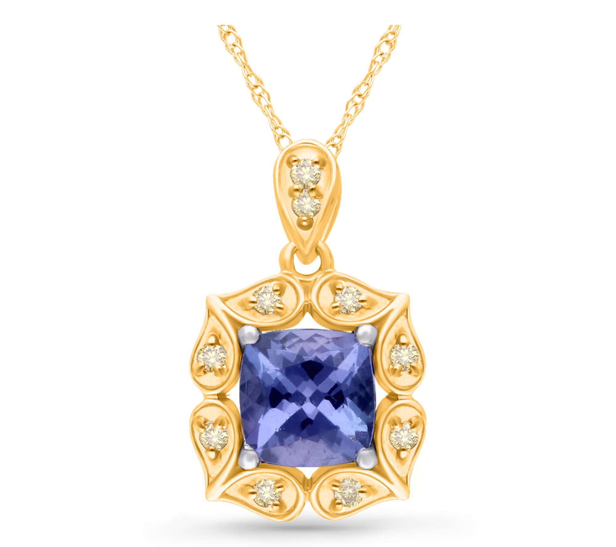 KALLATI Tanzanite & Diamond Pendant w/ Chain, 1 4K Gold