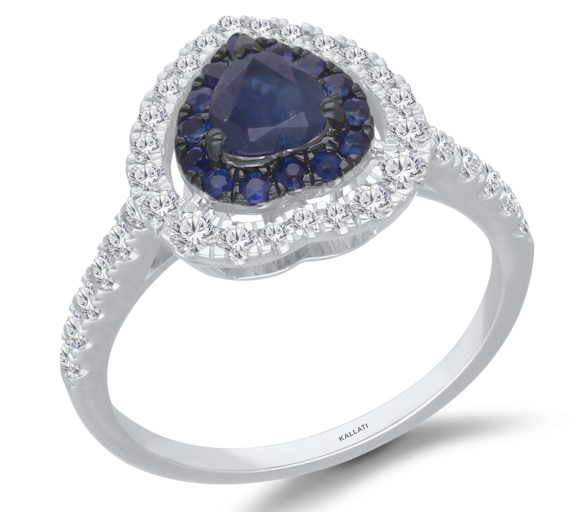 KALLATI Heart Sapphire & Diamond Ring, 14K White Gold