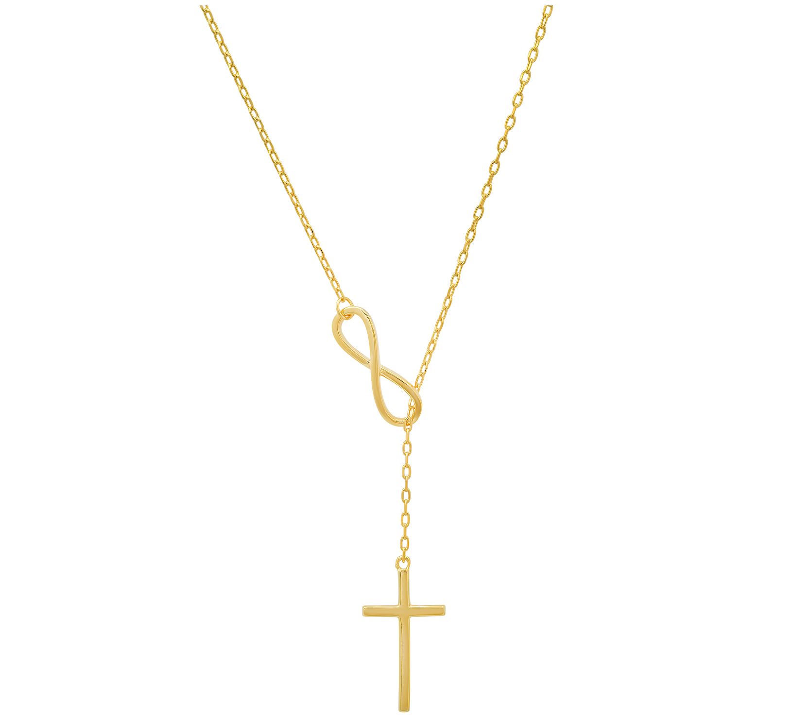 Infinity Cross Lariat Y Necklace. Sterling Silver
