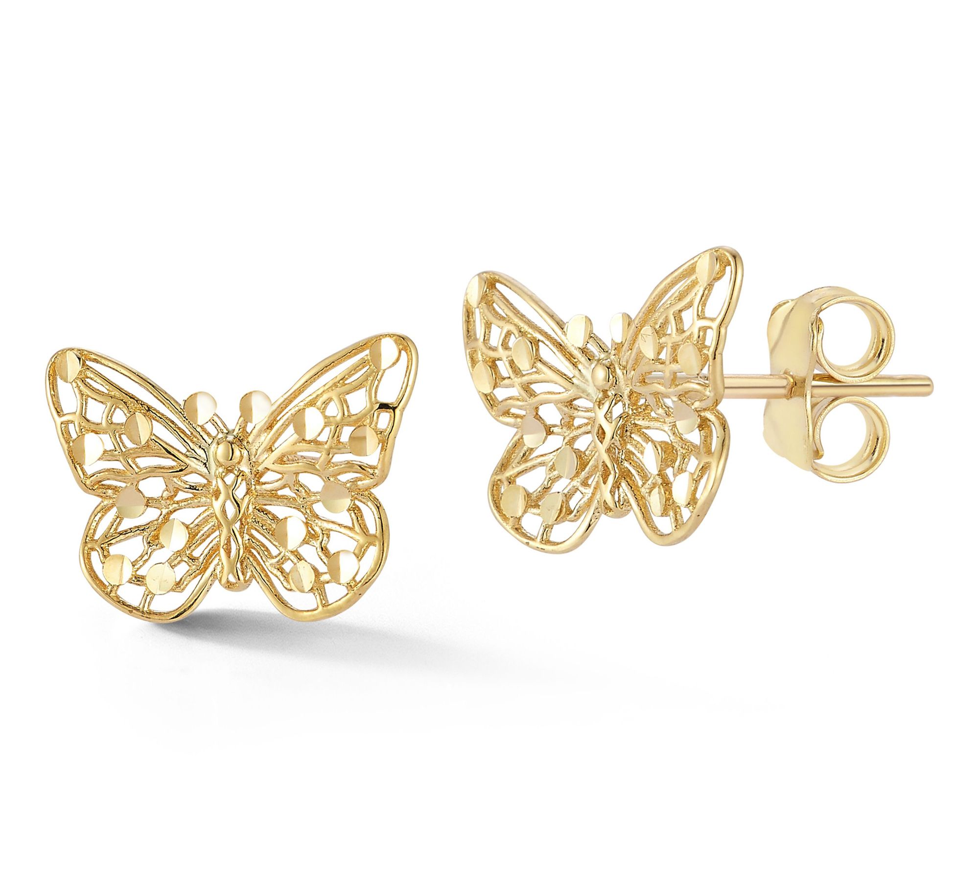 Luminosa Gold Diamond Cut Butterfly Stud Earrings, 14K