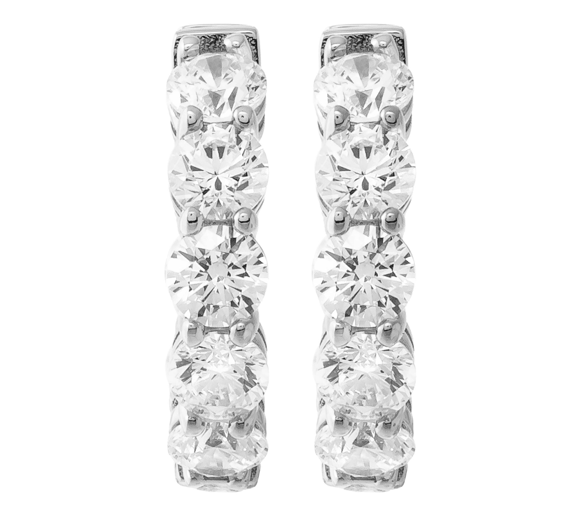 Diamonique 3.50 cttw Round Cut Hoop Earrings, Sterling Silver