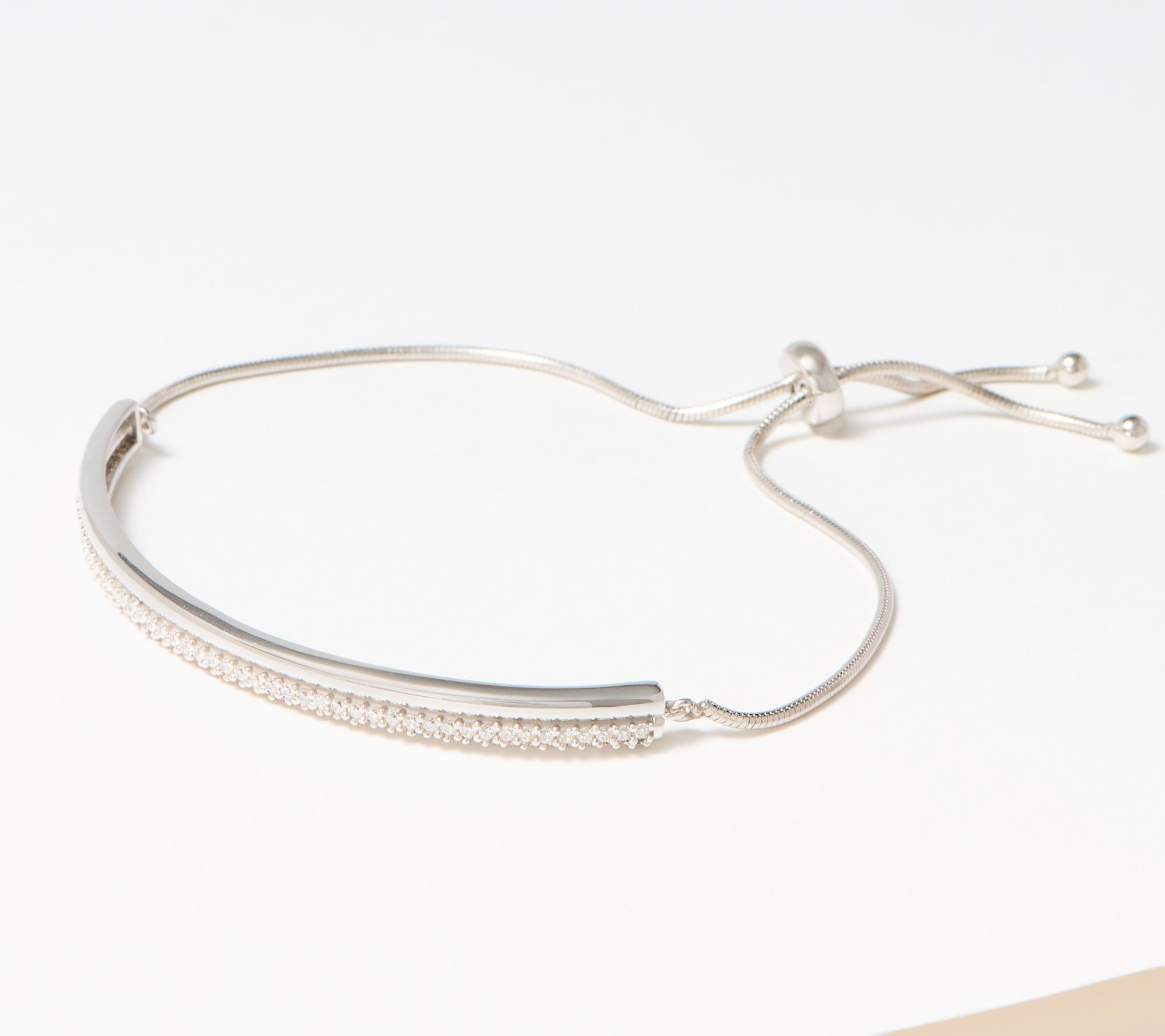 "As Is" Diamonique x Kathy Levine Bolo Bracelet, Sterling Silver