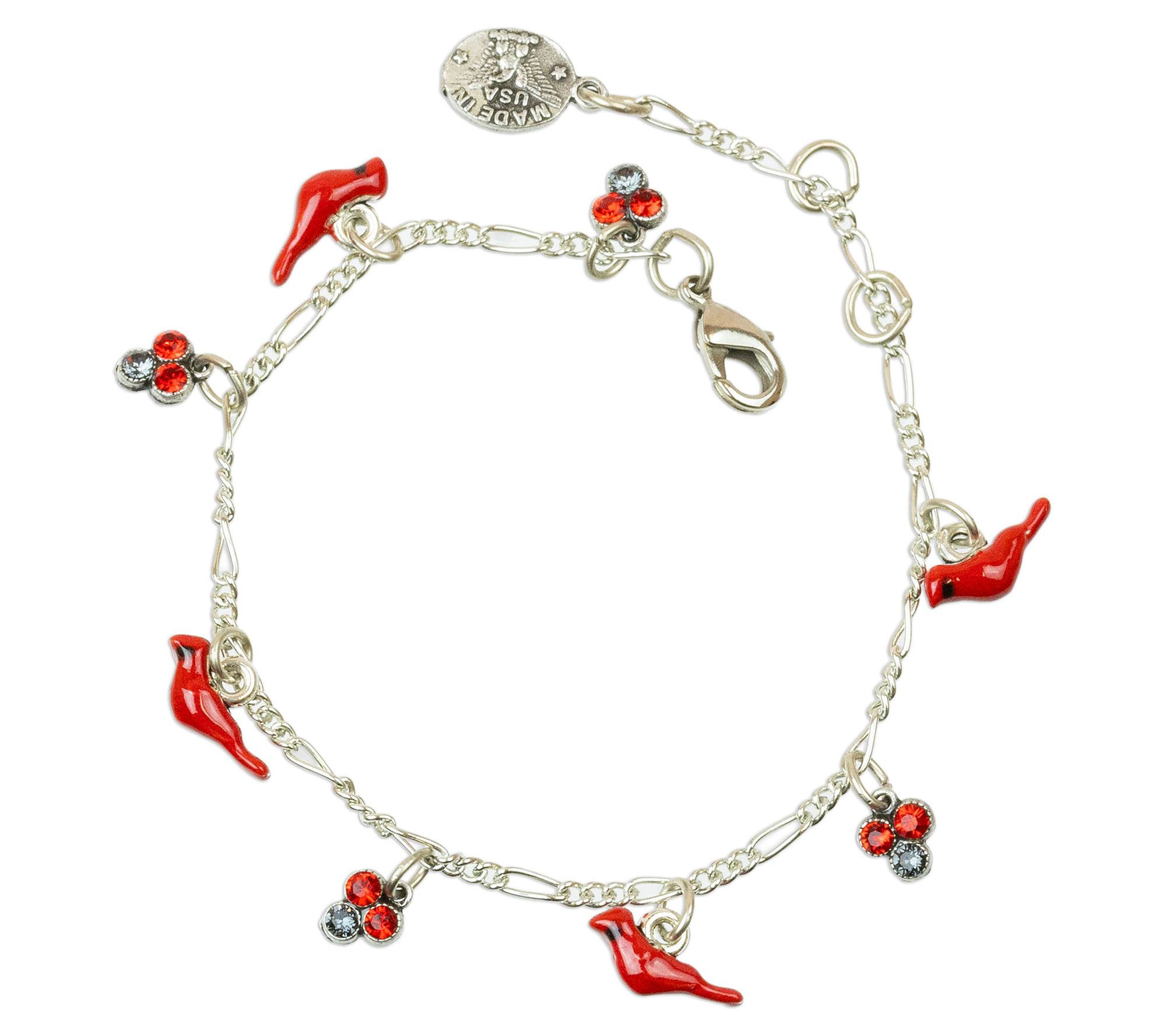  Anne Koplik Enamel Cardinal & Crystal Collar Bracelet