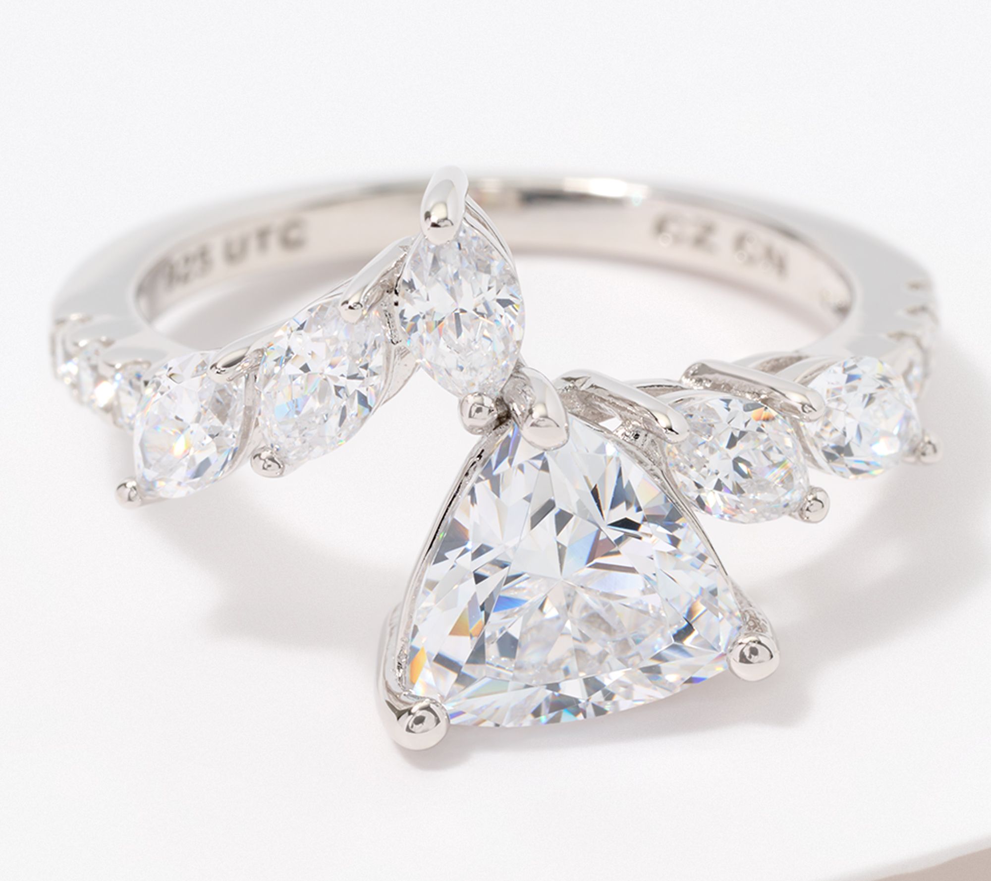 Diamonique x Kathy Levine Trillion Sea Glass Ring, Sterling Silver